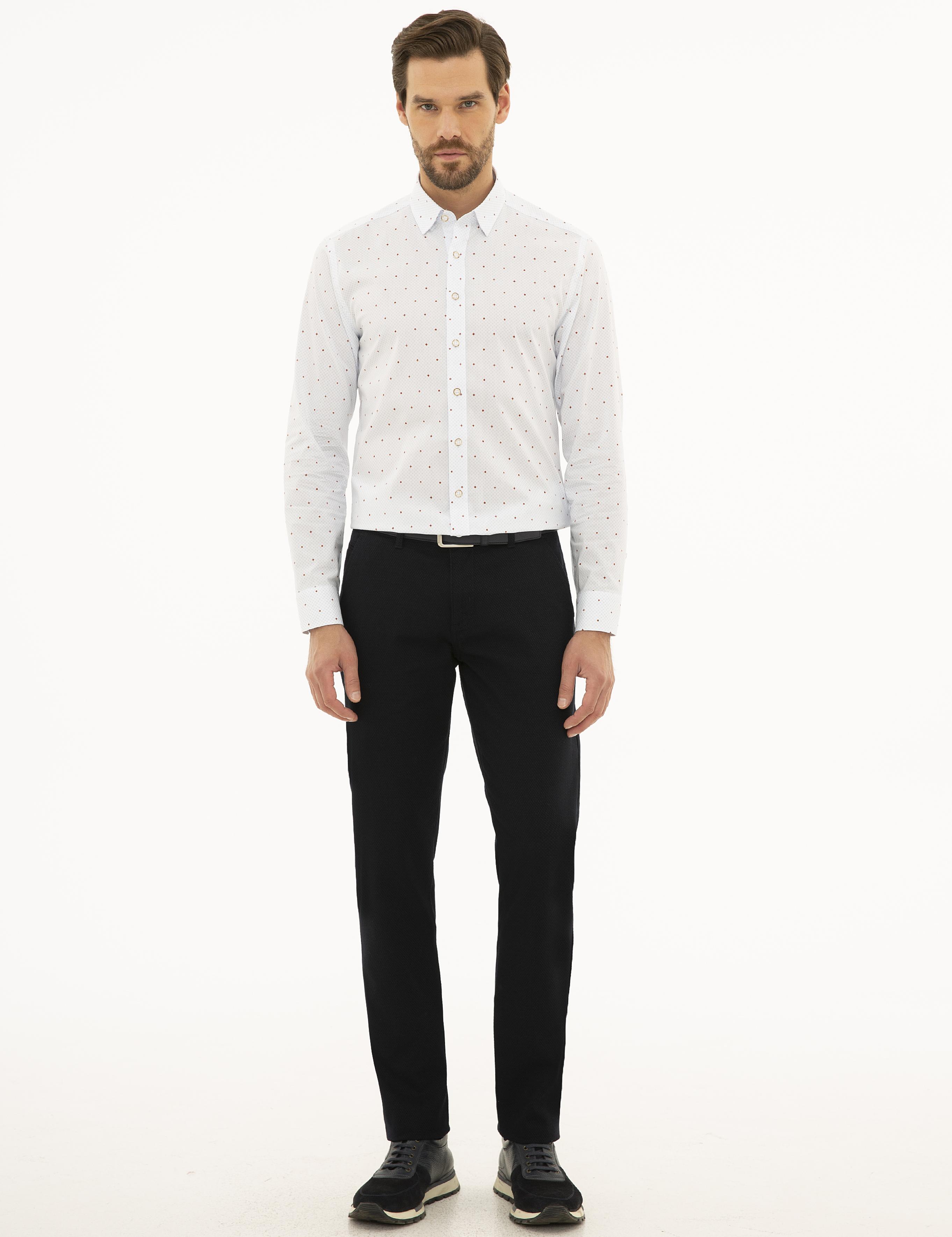 Beyaz Slim Fit Uzun Kollu Gömlek