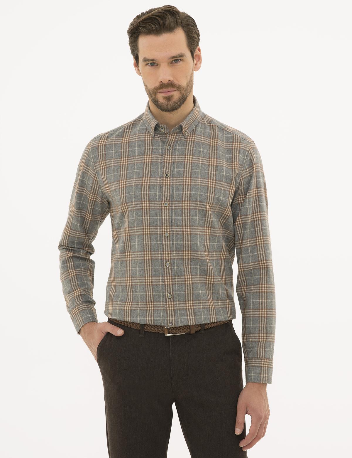 Gri Regular Fit Uzun Kollu Gömlek