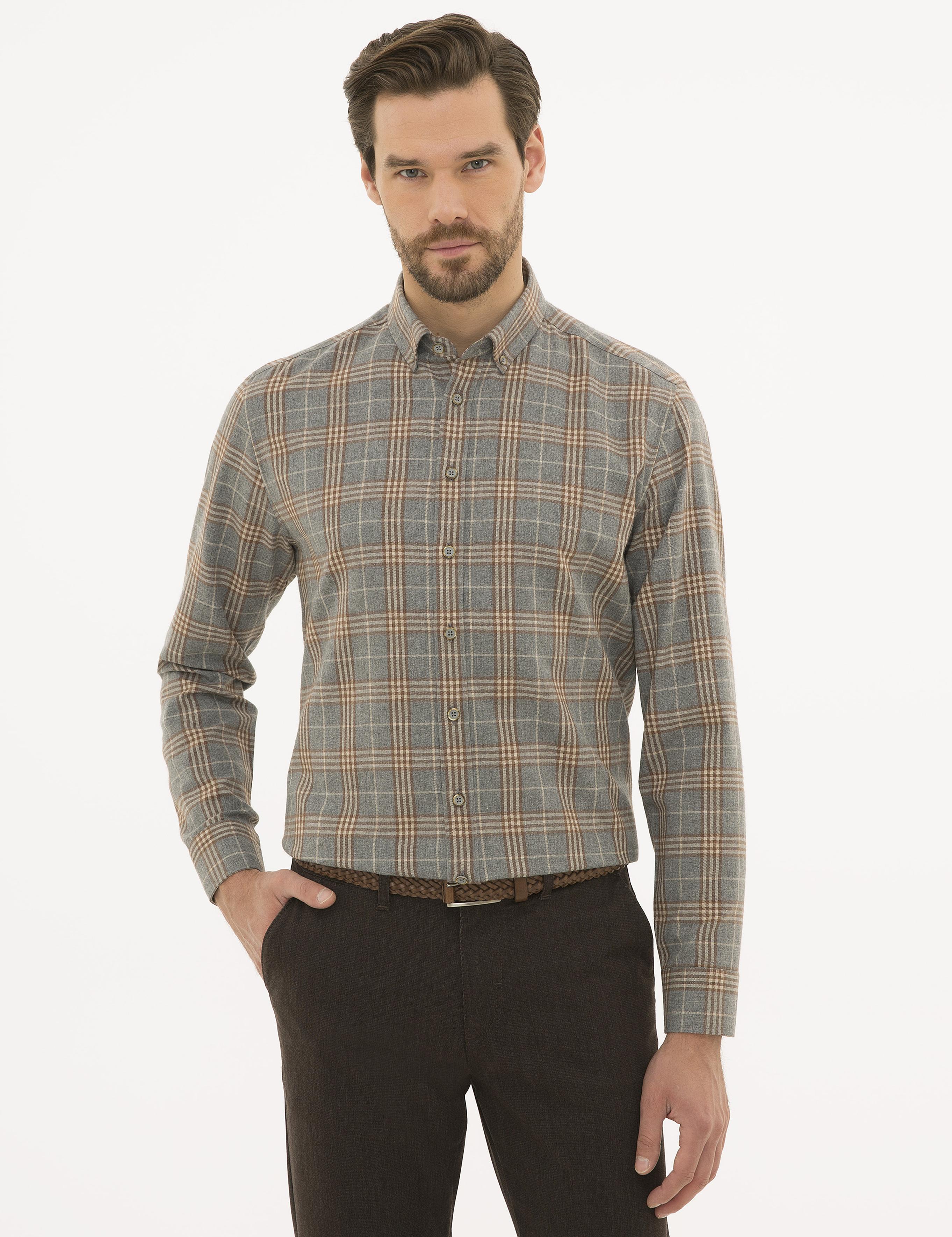 Gri Regular Fit Uzun Kollu Gömlek