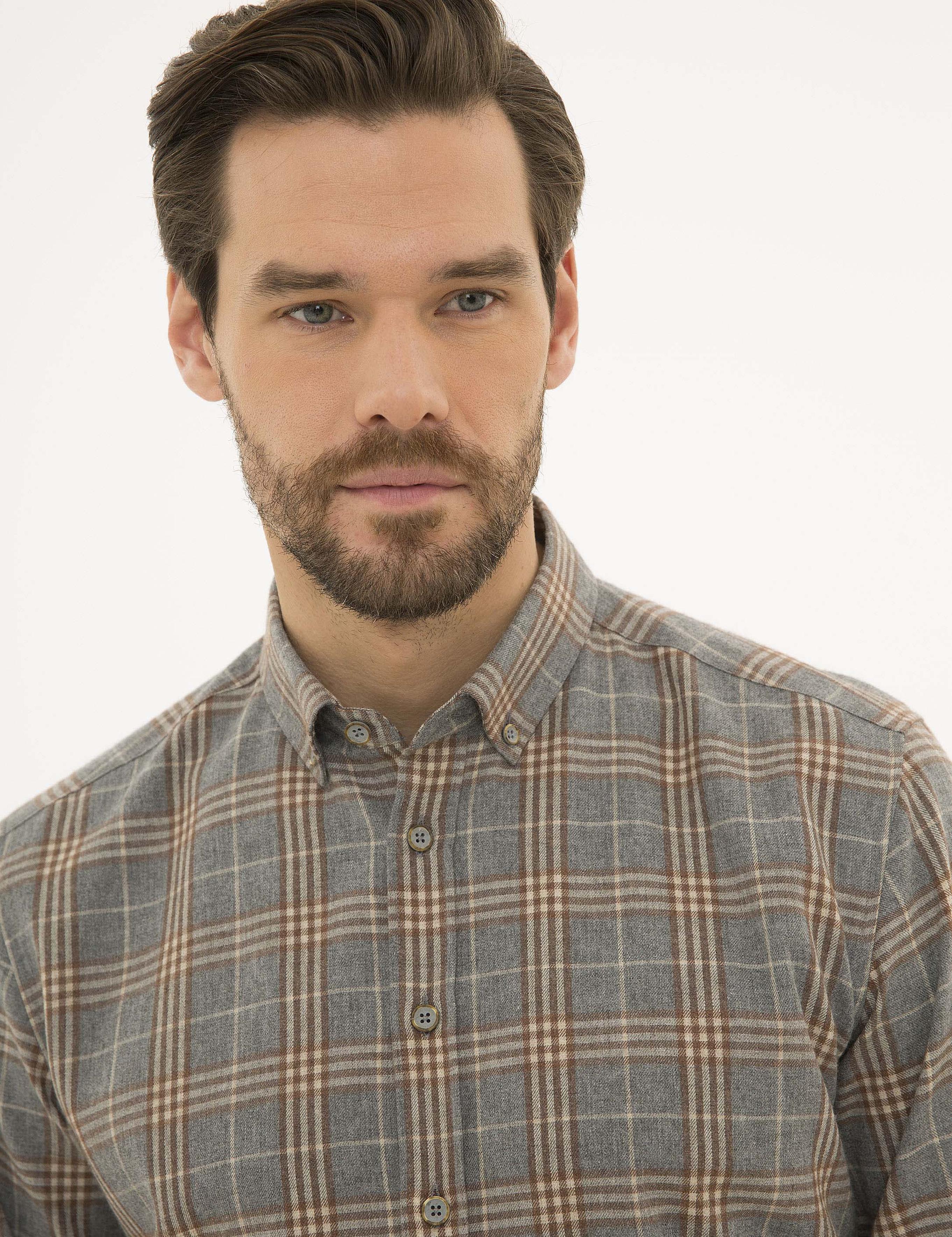 Gri Regular Fit Uzun Kollu Gömlek