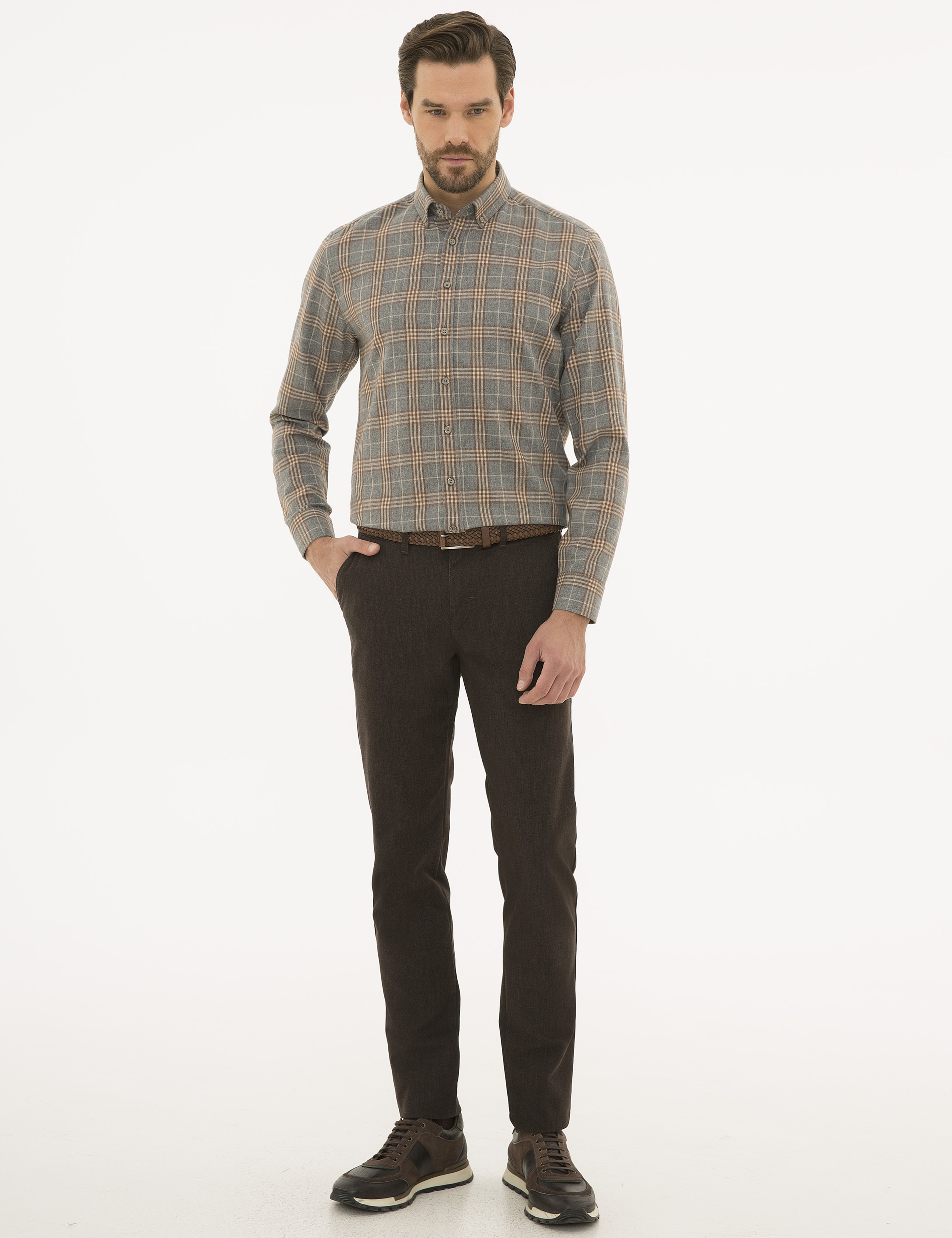Gri Regular Fit Uzun Kollu Gömlek