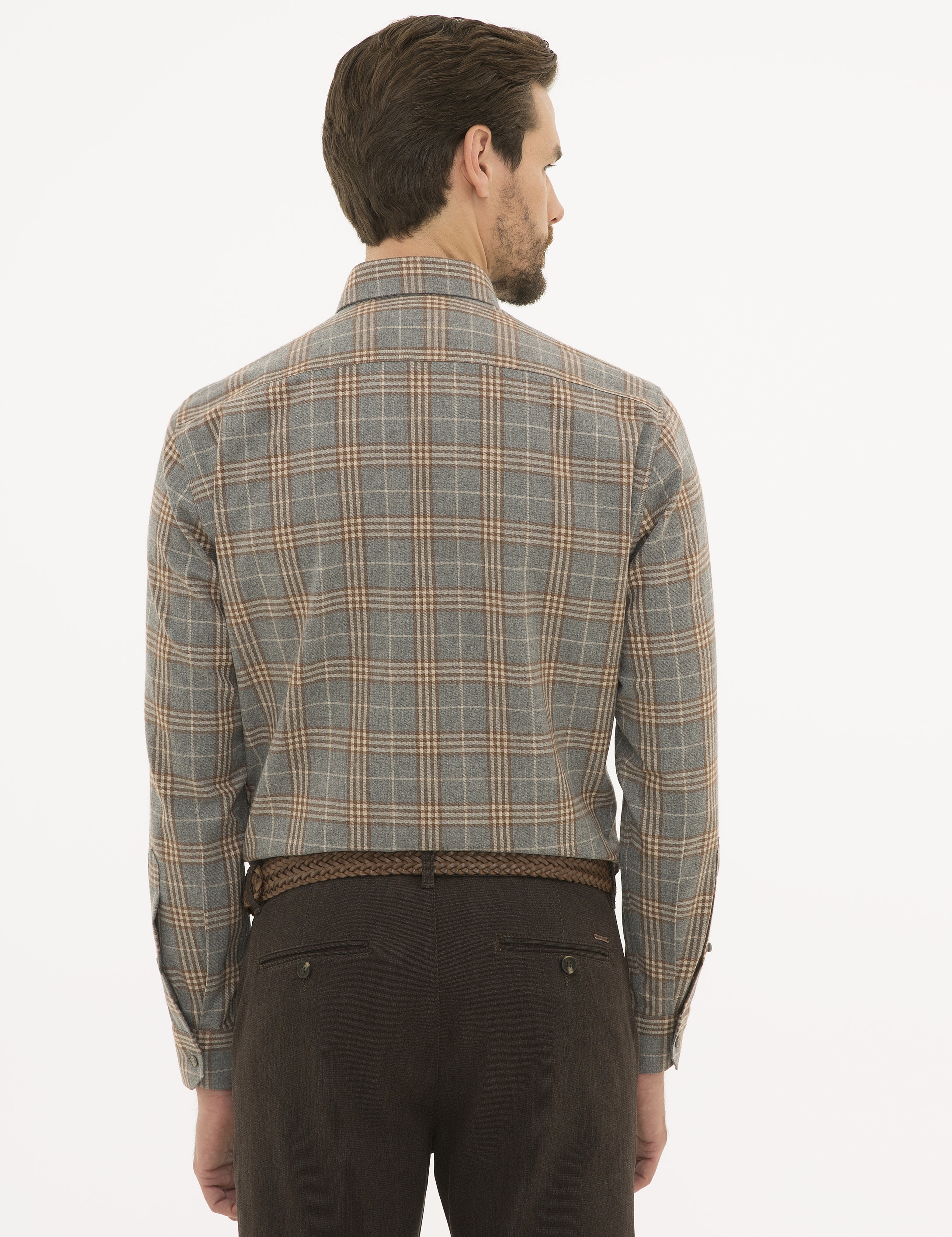 Gri Regular Fit Uzun Kollu Gömlek - Image 3