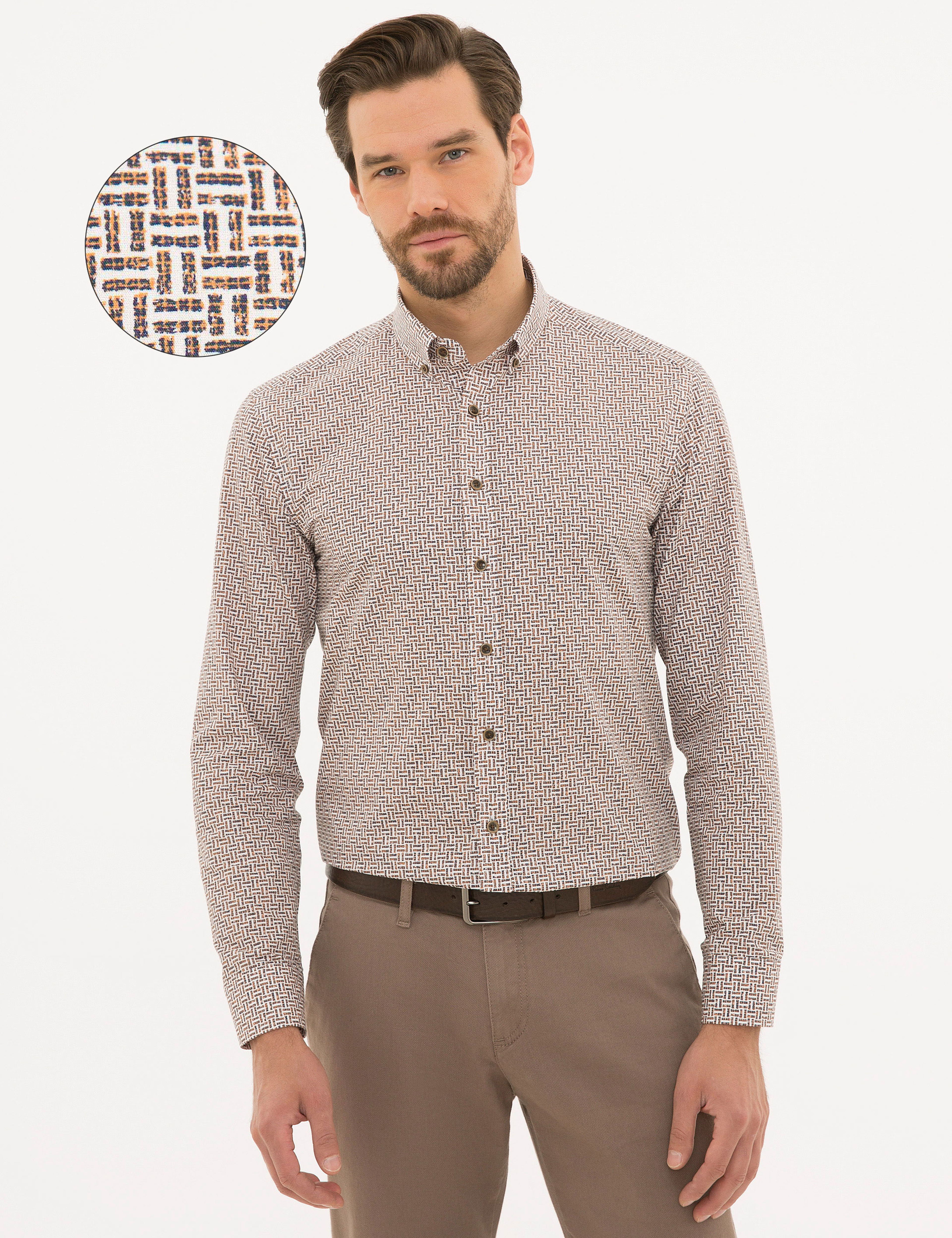 Camel Slim Fit Gömlek - Image 1