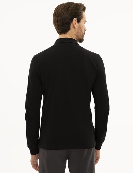 Siyah Slim Fit Polo Yaka Sweatshirt - 50233280007