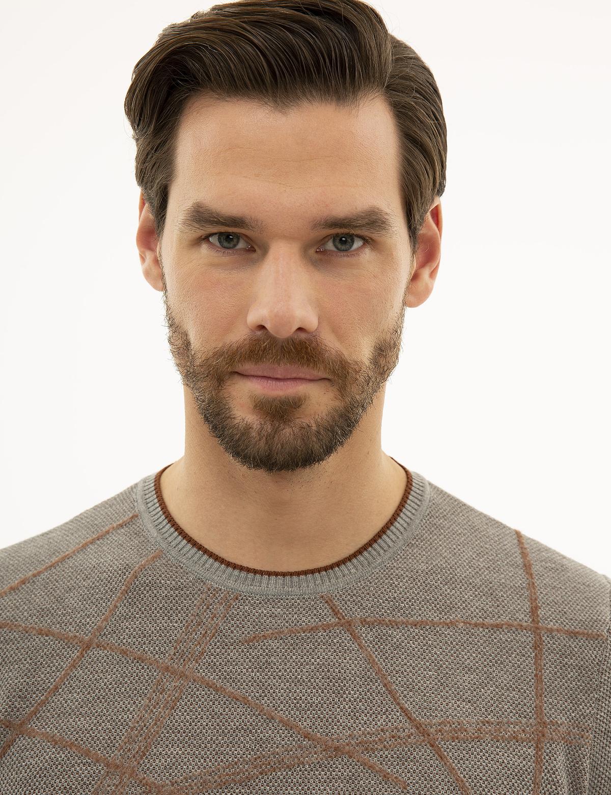 Gri Melanj Slim Fit Triko Kazak - 50228232026