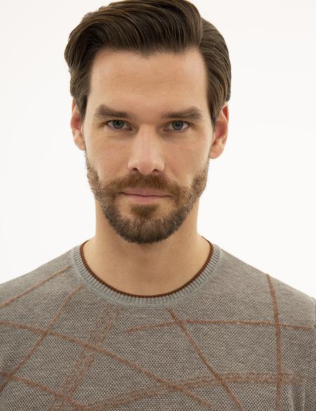 Gri Melanj Slim Fit Triko Kazak - 50228232026