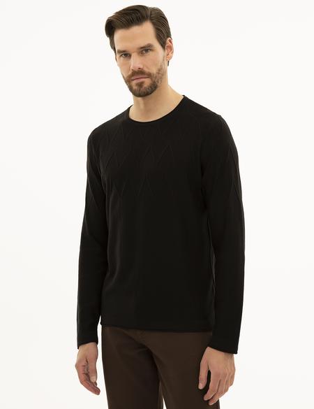 Siyah Slim Fit Bisiklet Yaka Triko Kazak - 50230094008