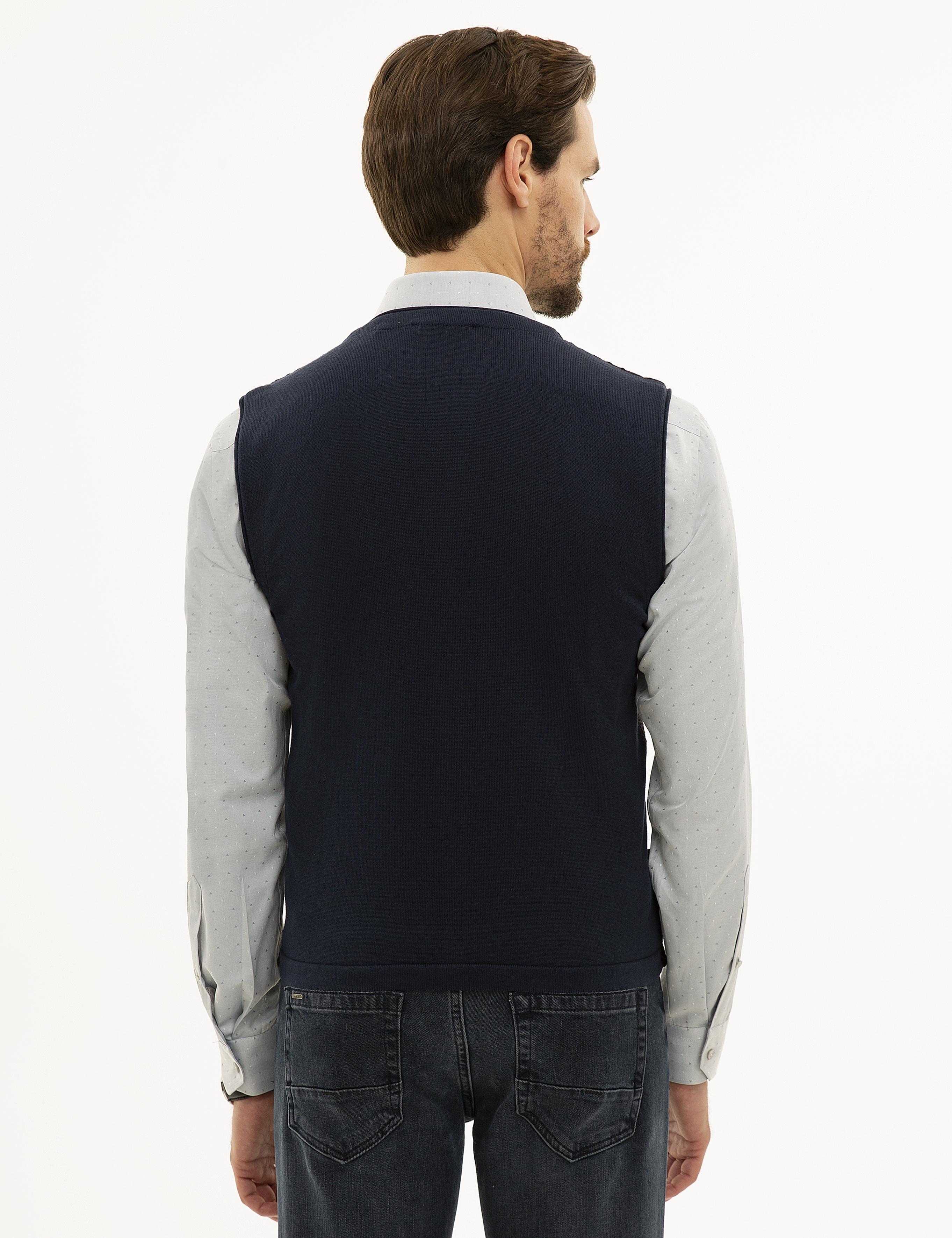 Lacivert Triko Yelek