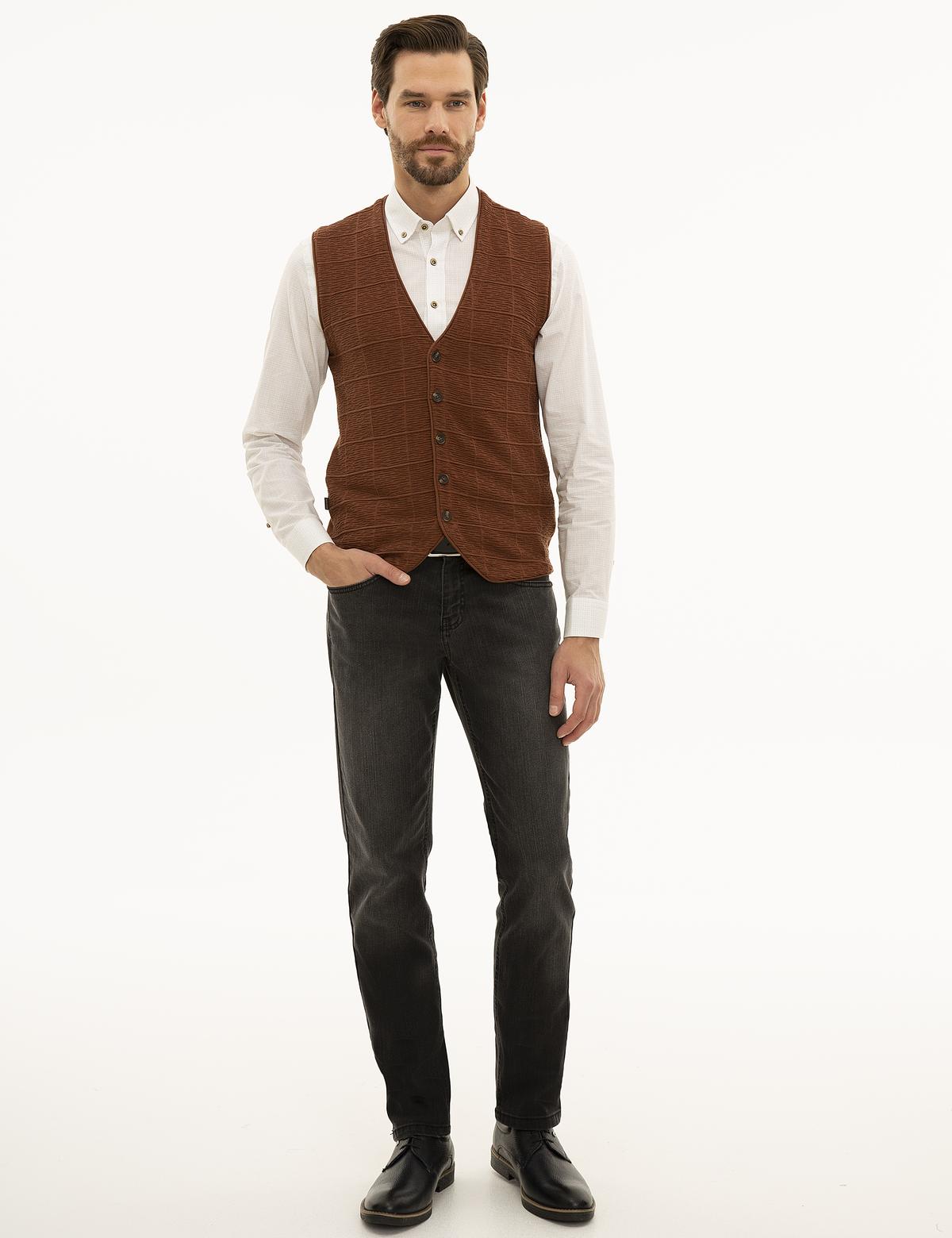 Kahverengi Triko Yelek - 50229441004