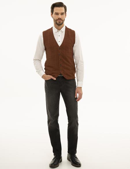 Kahverengi Triko Yelek - 50229441004