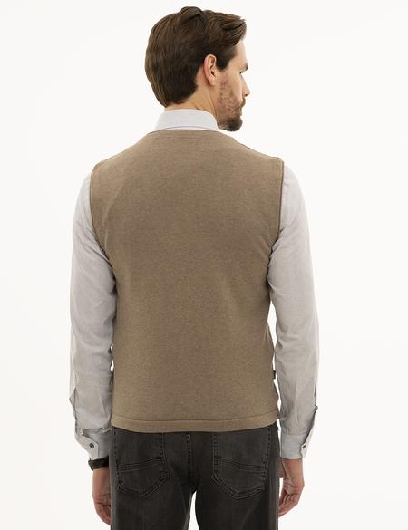 Vizon Melanj Slim Fit Triko Yelek - 50228434037