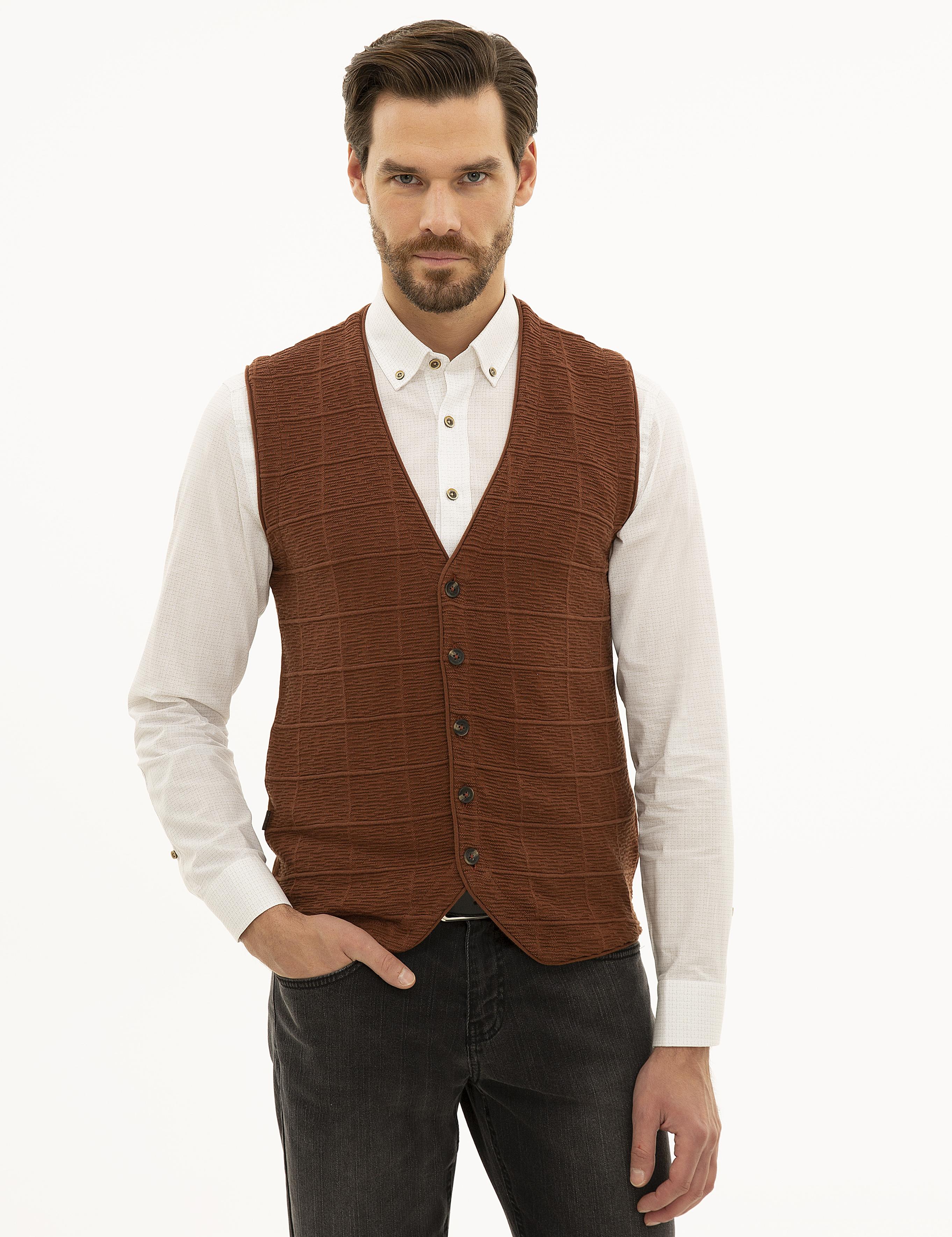 Kahverengi Triko Yelek