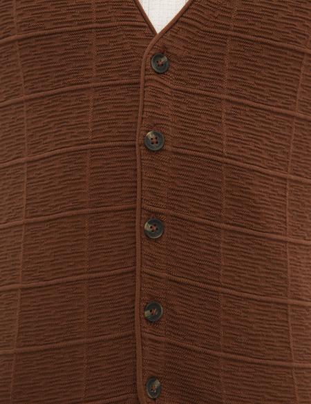 Kahverengi Triko Yelek - 50229441004