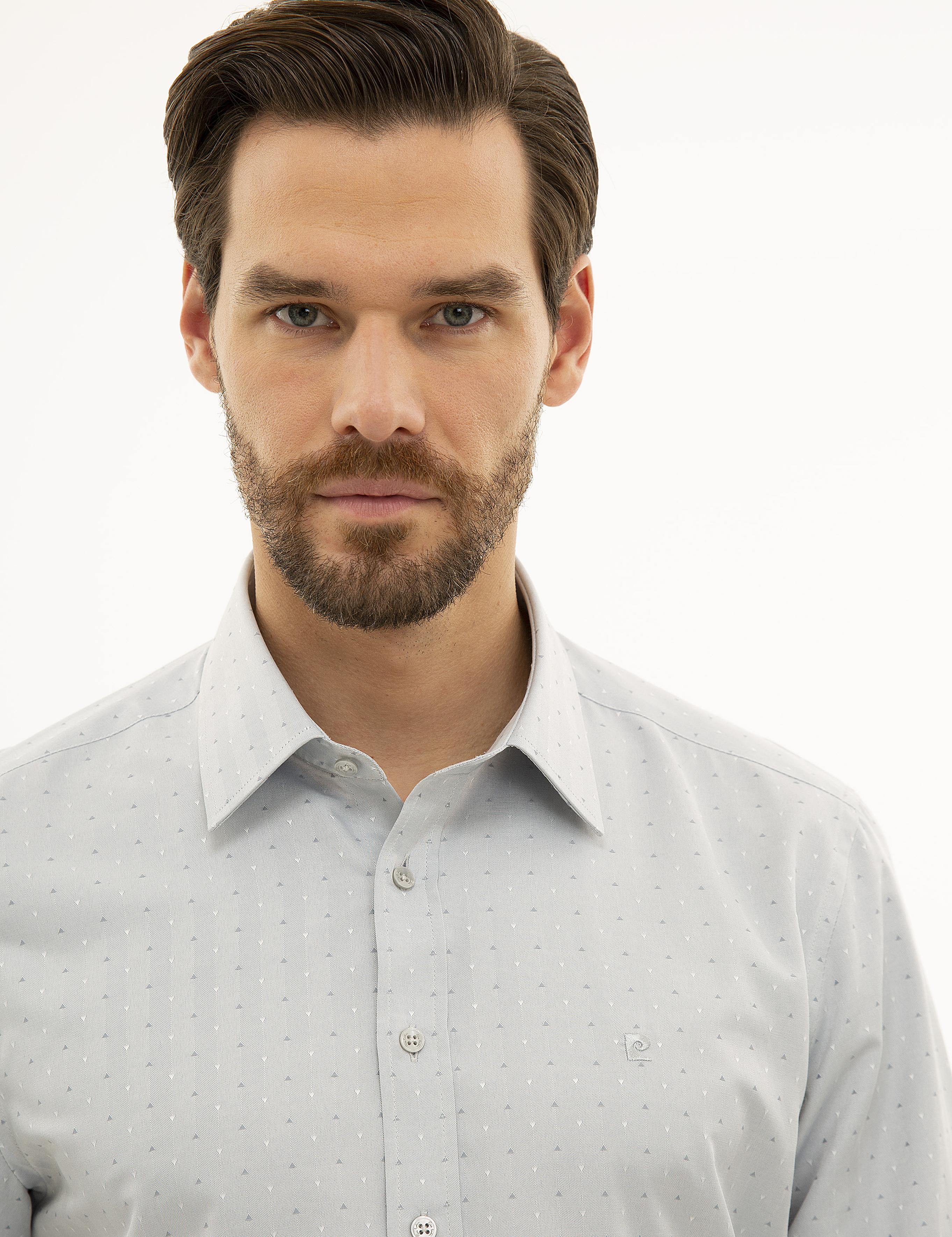 Gri Slim Fit Armürlü Gömlek