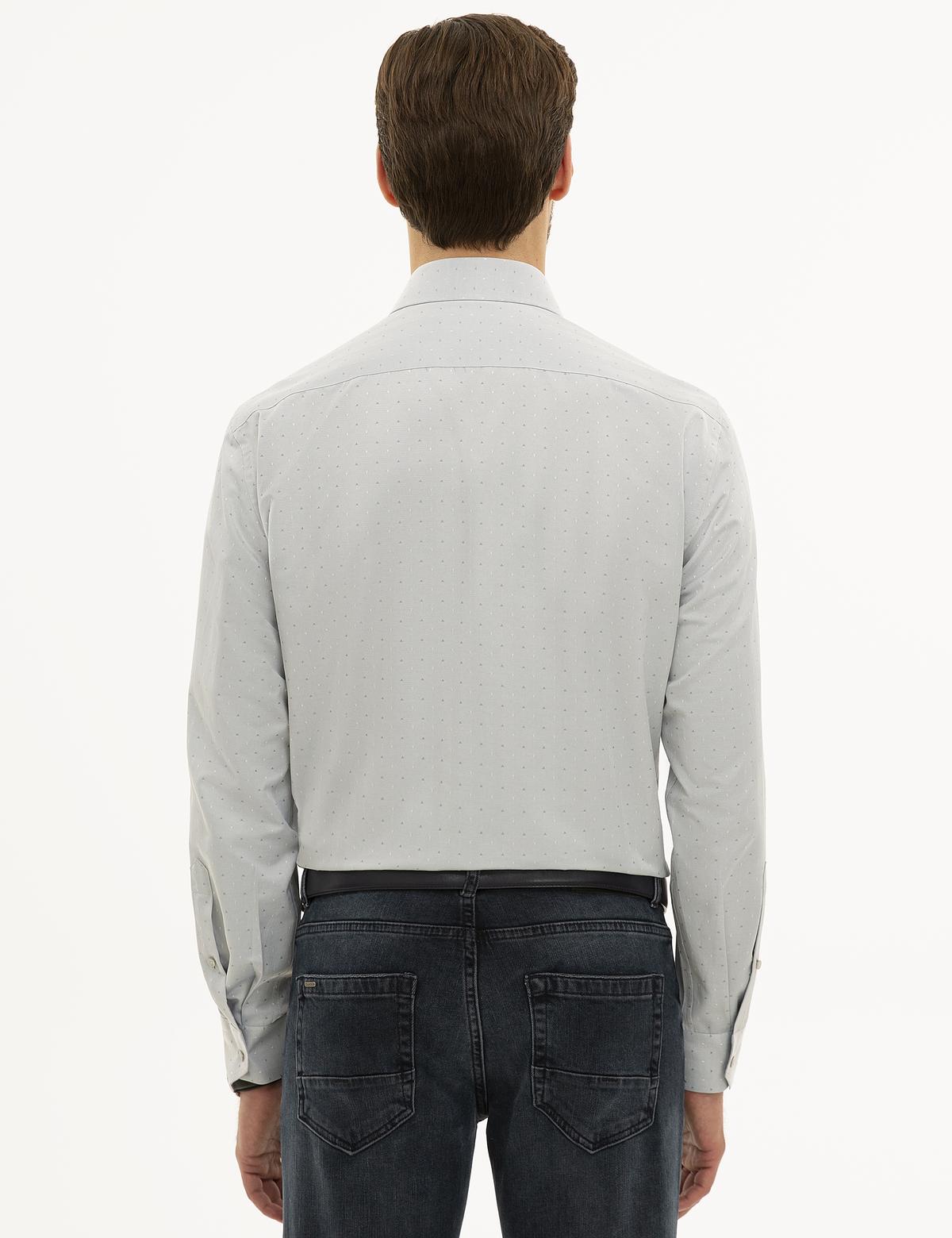 Gri Slim Fit Armürlü Gömlek - 50227478016