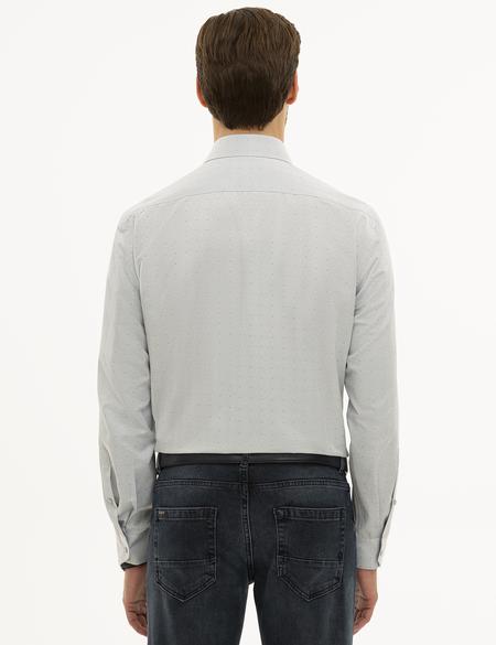 Gri Slim Fit Armürlü Gömlek - 50227478016