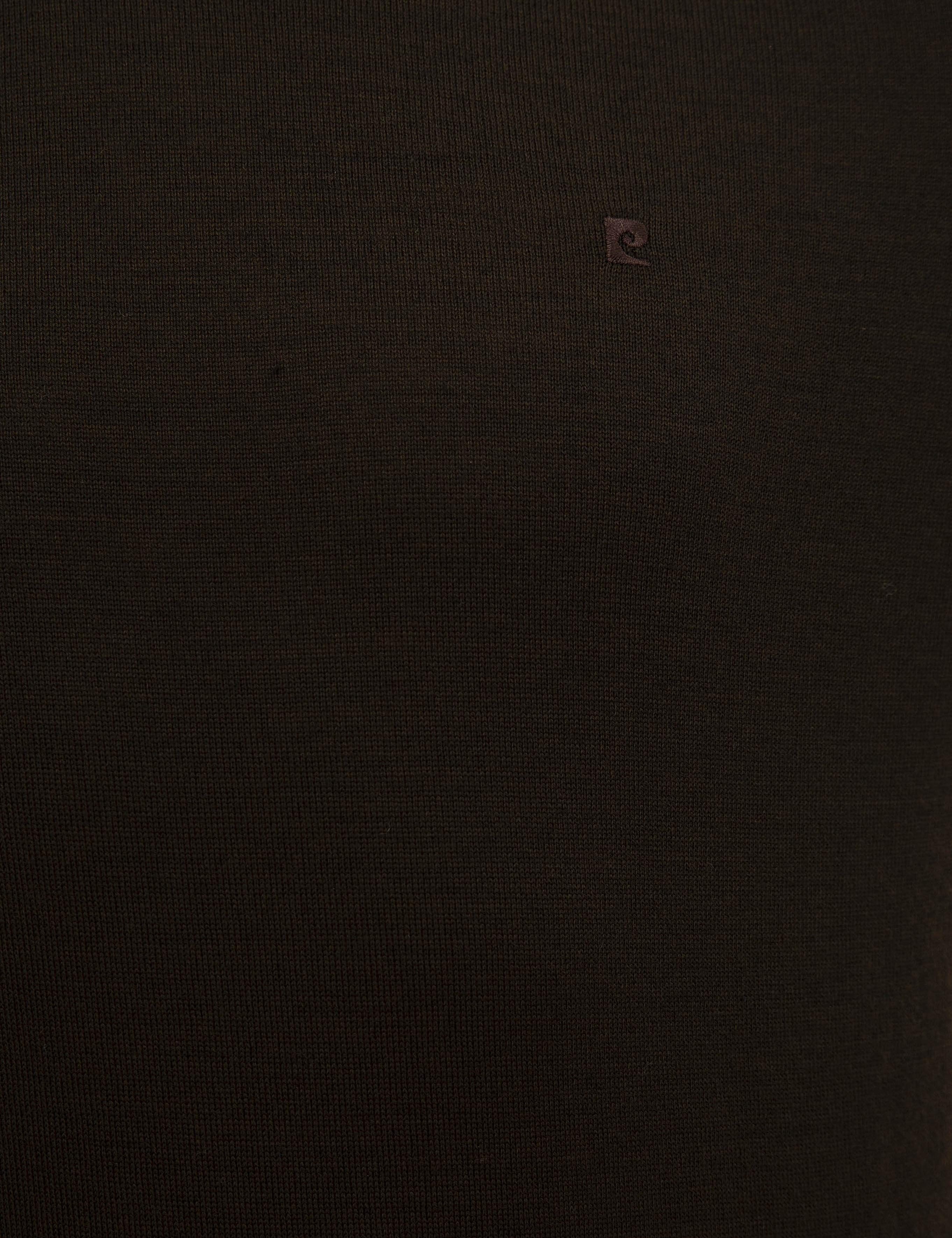 Kahverengi Slim Fit Bisiklet Yaka Basic Triko Kazak