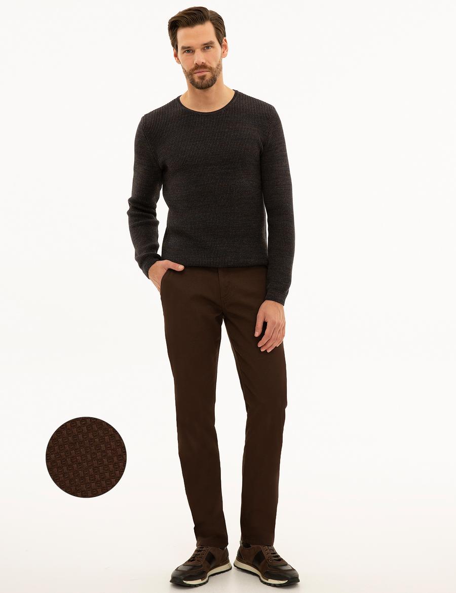 Kahverengi Slim Fit Kanvas Pantolon