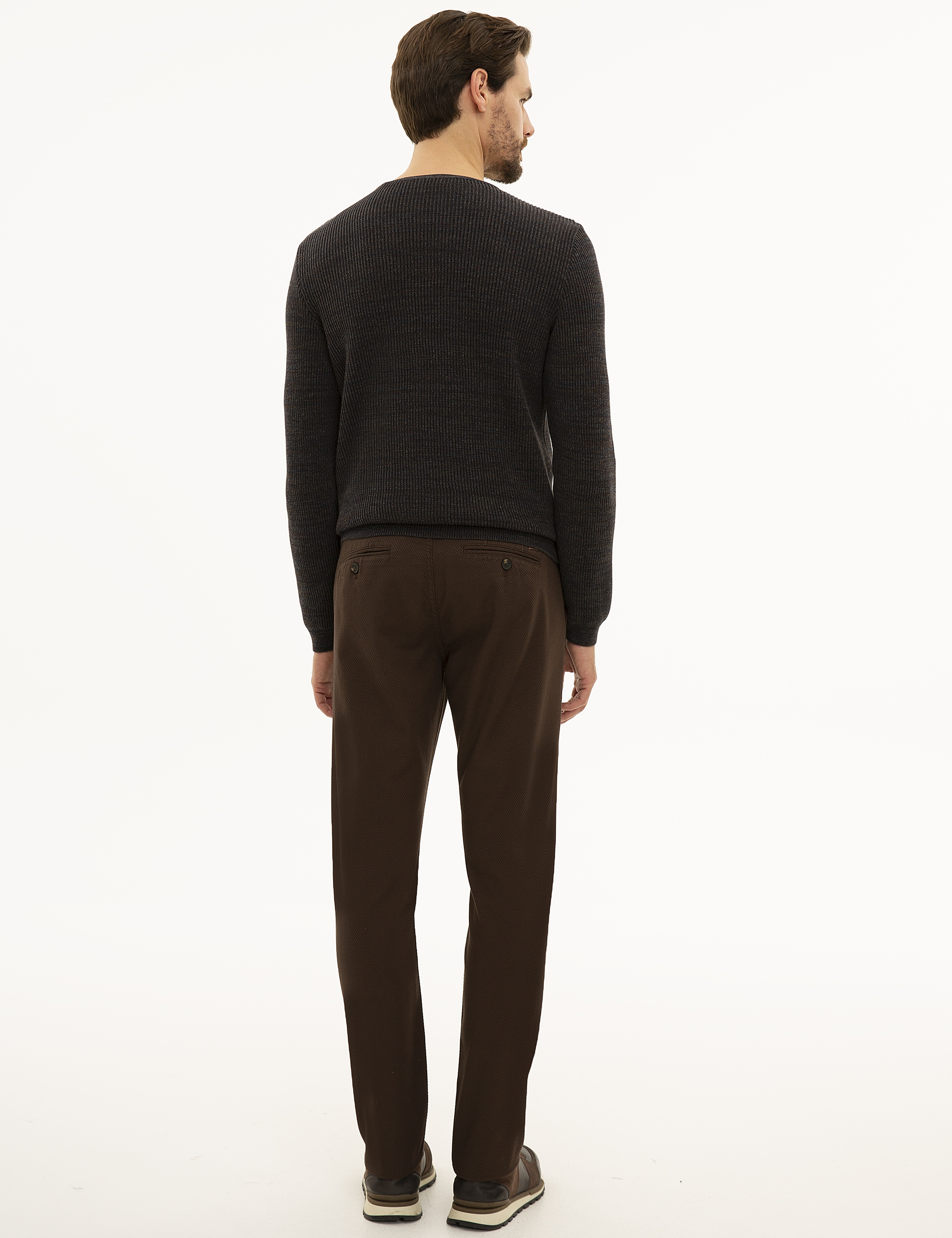 Kahverengi Slim Fit Kanvas Pantolon - Image 3