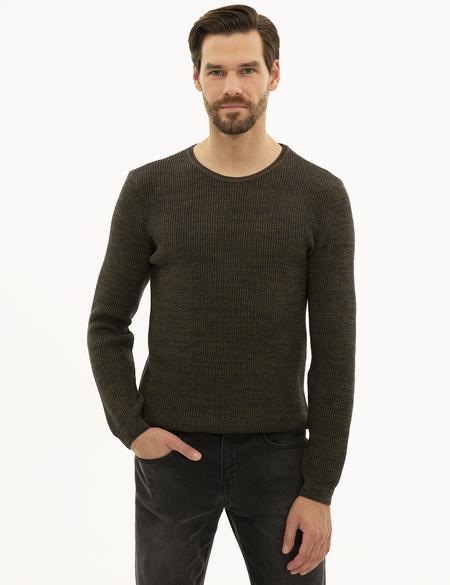 Haki Slim Fit Kazak - 50227830019