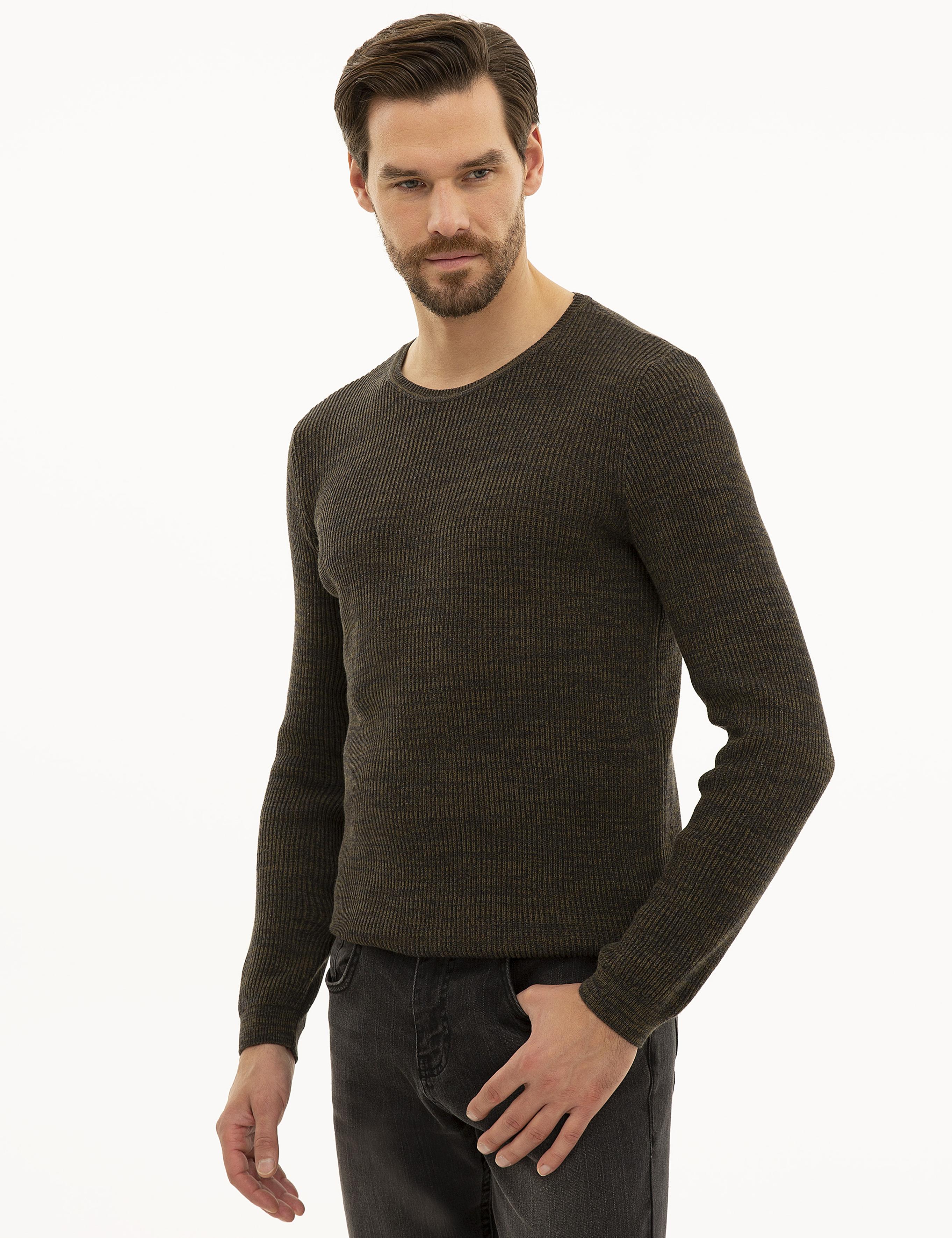 Haki Slim Fit Kazak
