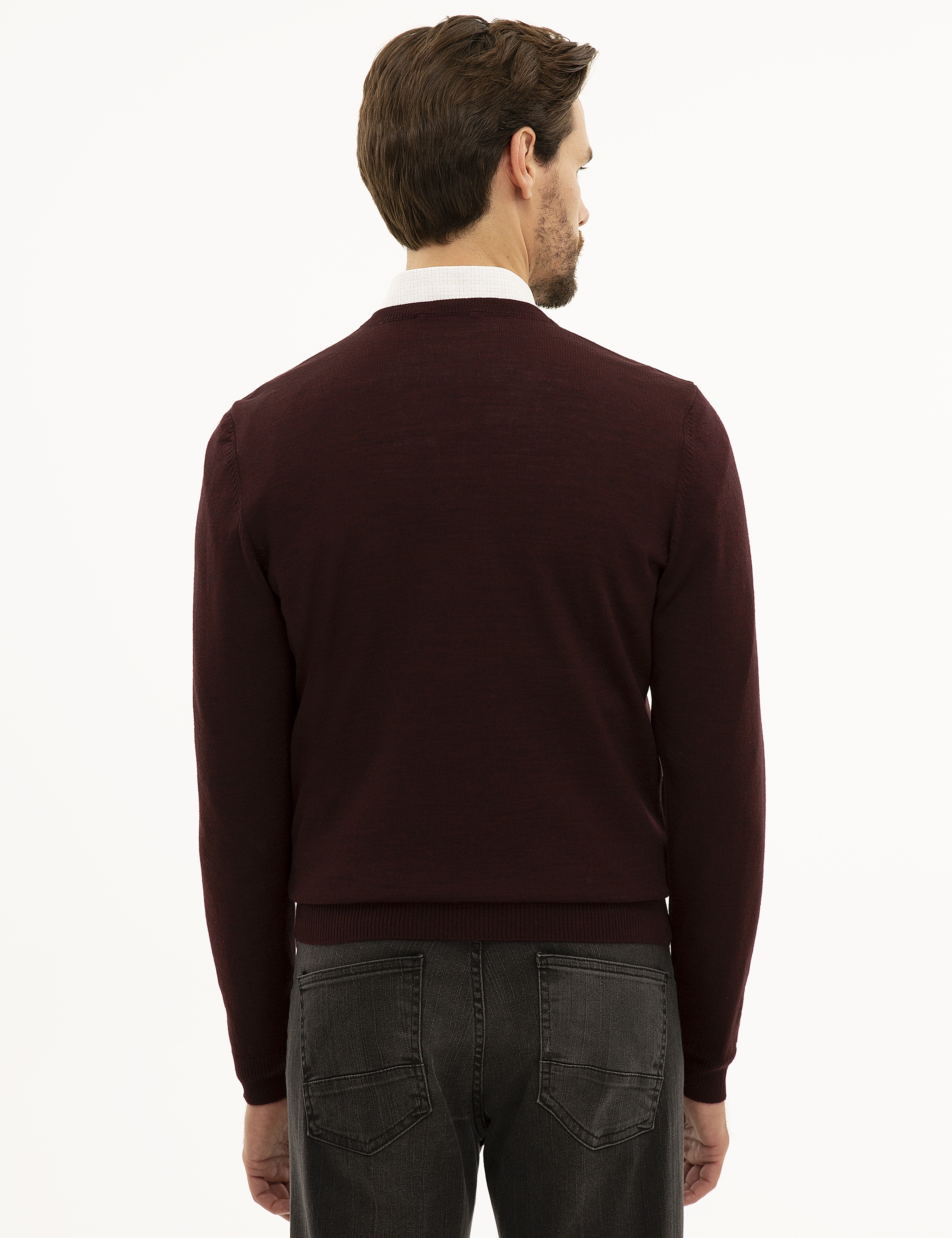 Bordo Slim Fit Basic Kazak - Image 4
