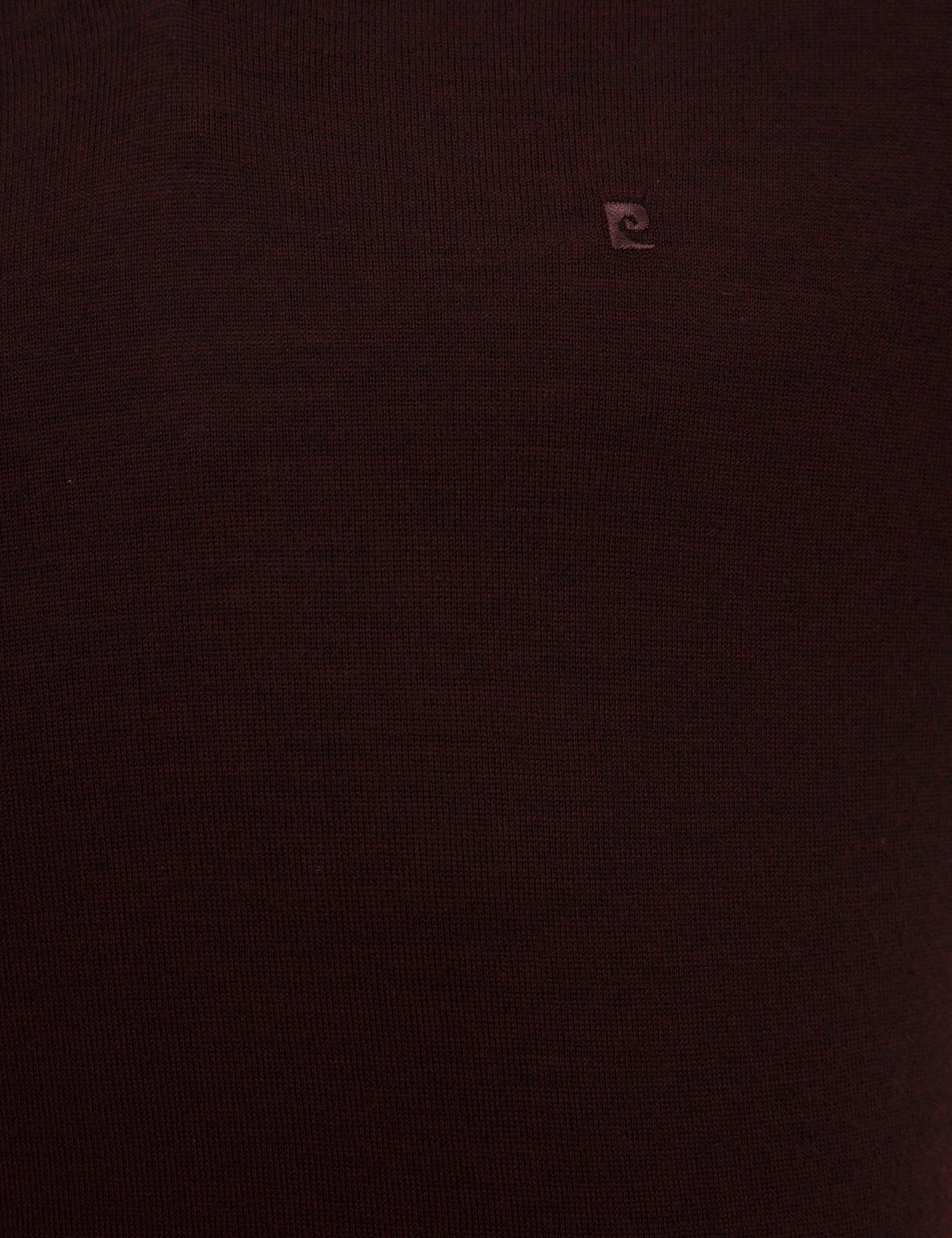 Bordo Slim Fit V Yaka Basic Triko Kazak