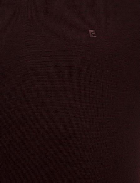 Bordo Slim Fit V Yaka Basic Triko Kazak - 50227092023