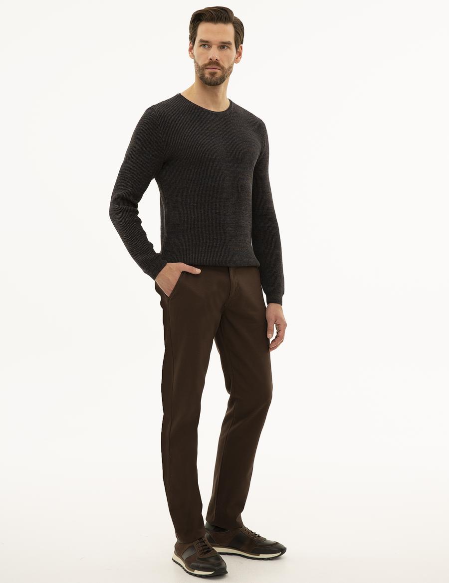 Kahverengi Slim Fit Kanvas Pantolon