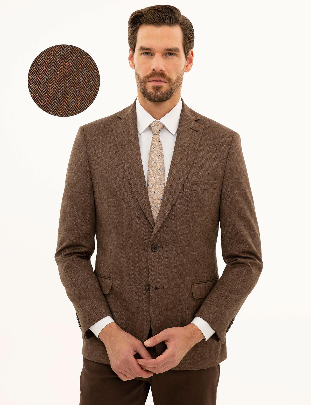 Camel Slim Fit Ceket