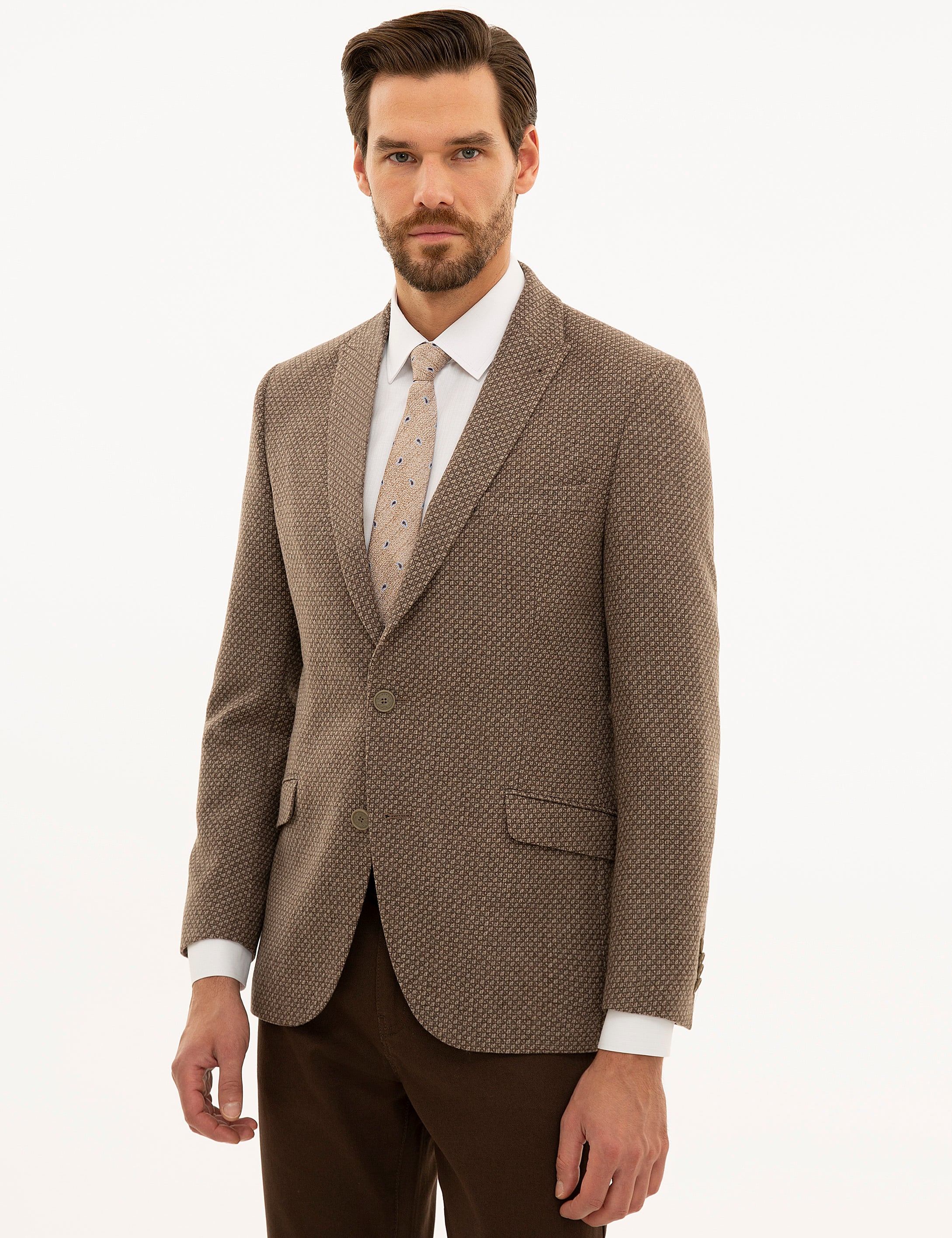 Açık Kahverengi Ex. Slim Fit Ceket - Image 3
