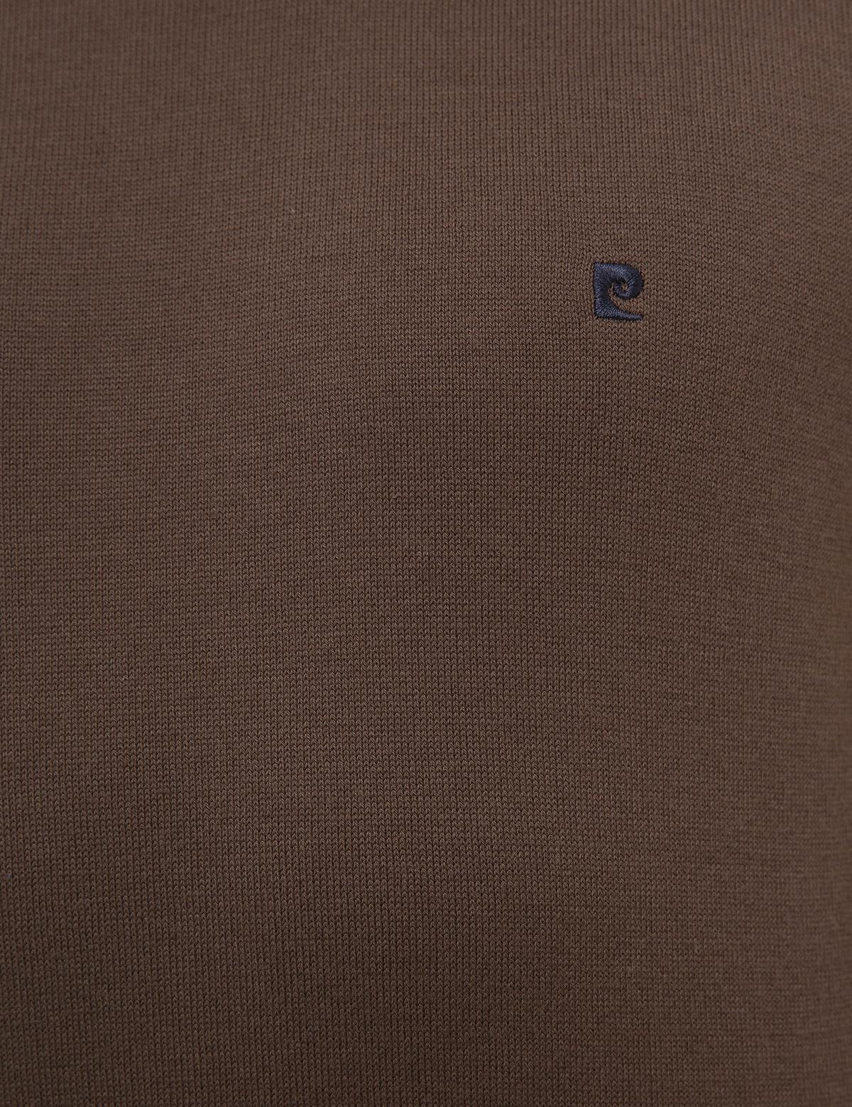 Kahverengi Slim Fit Yarım Balıkçı Yaka Basic Triko Kazak - 50230807041