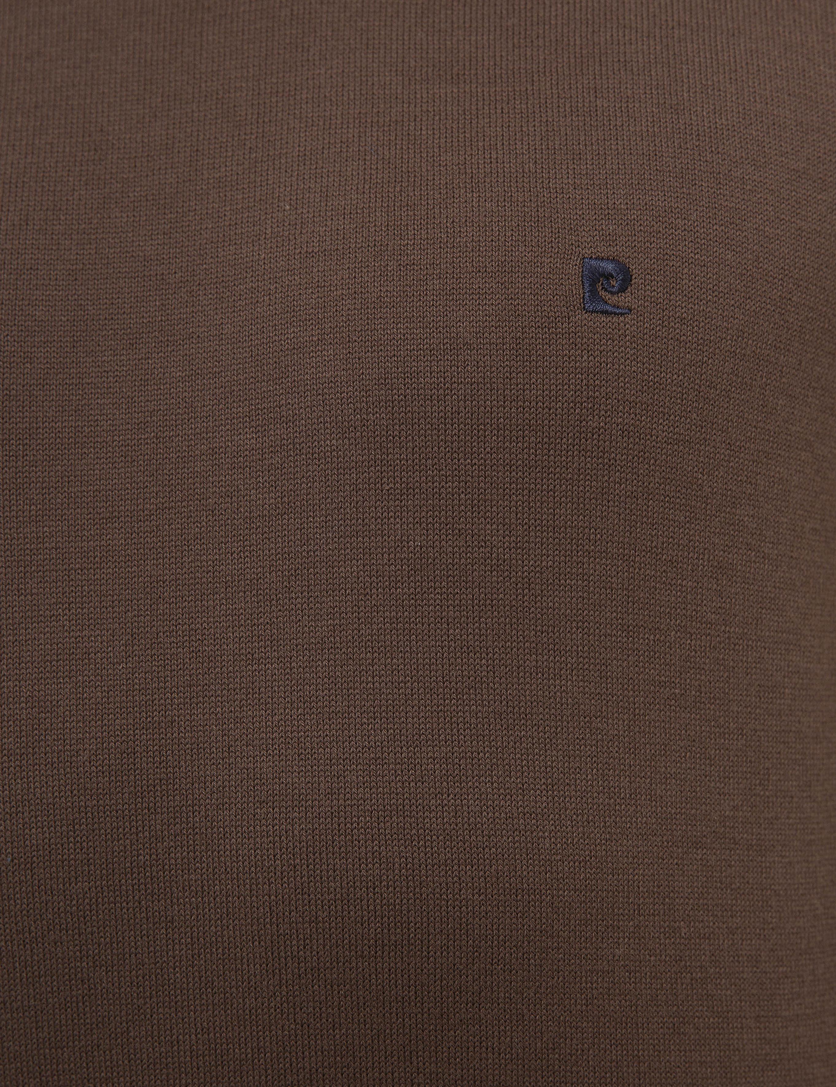 Kahverengi Slim Fit Yarım Balıkçı Yaka Basic Triko Kazak