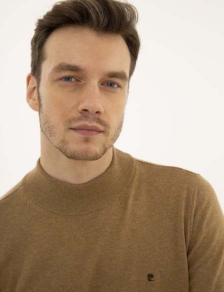 Camel Melanj Slim Fit Yarım Balıkçı Yaka Basic Triko Kazak - 50230807051