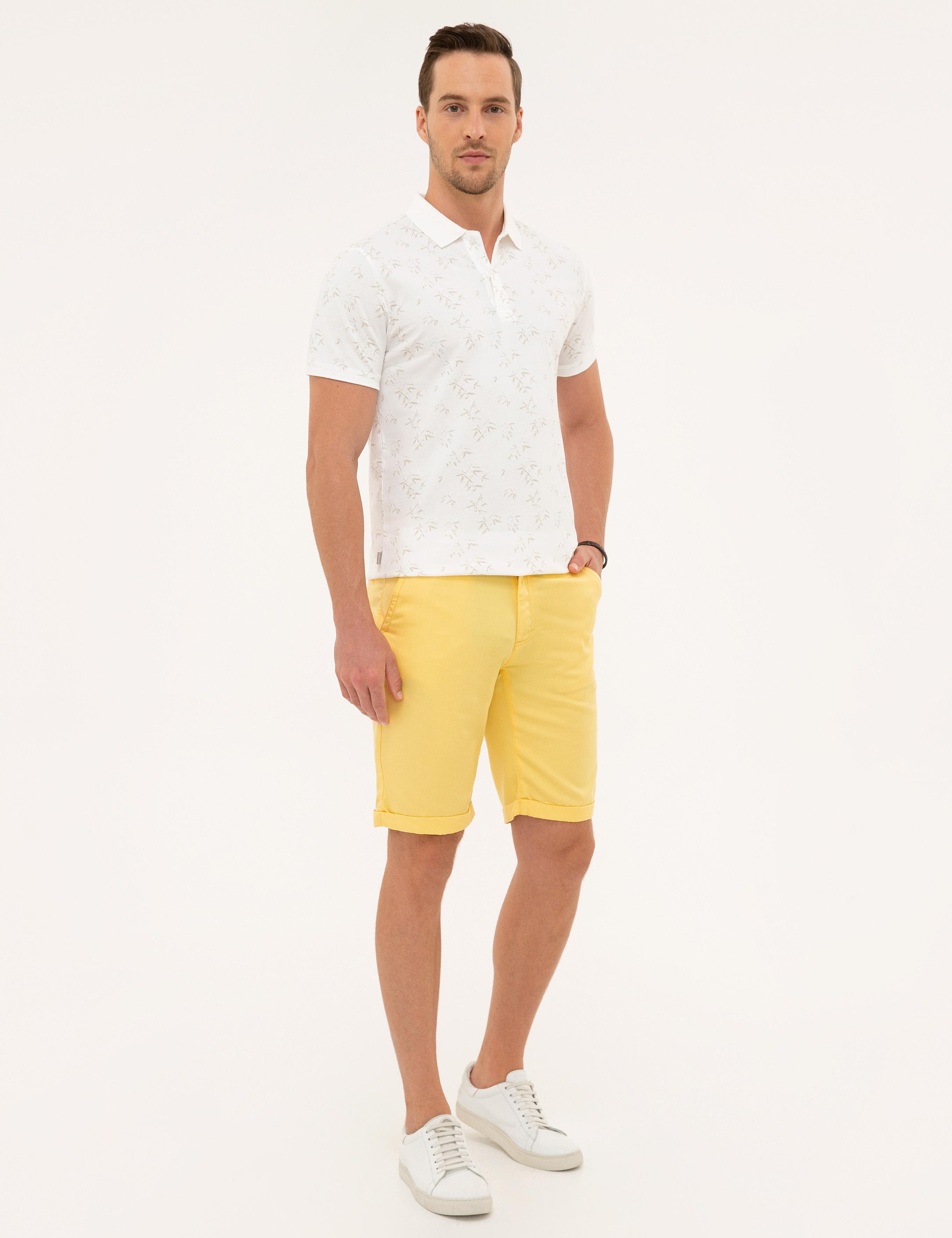 Sarı Standart Fit Bermuda Şort