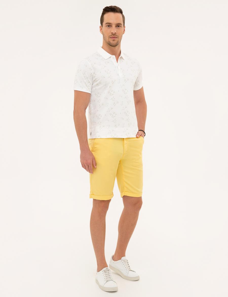 Sarı Standart Fit Bermuda Şort