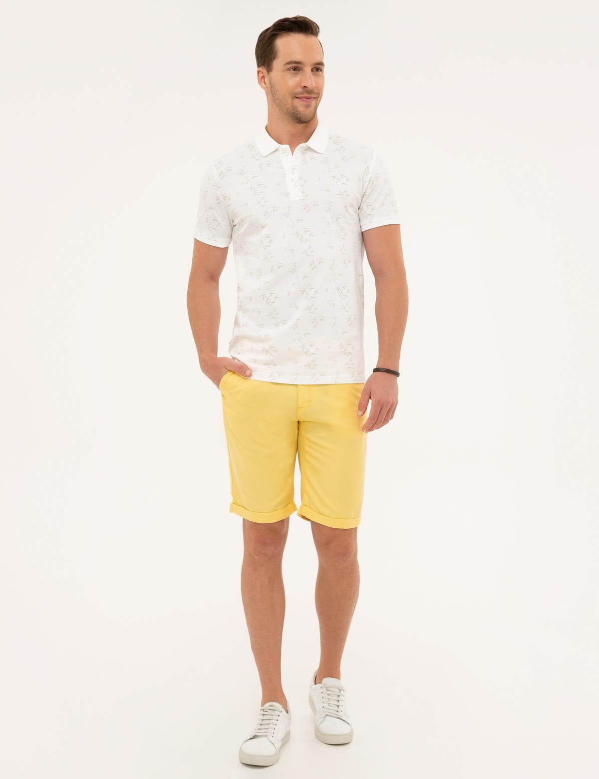 Sarı Standart Fit Bermuda Şort