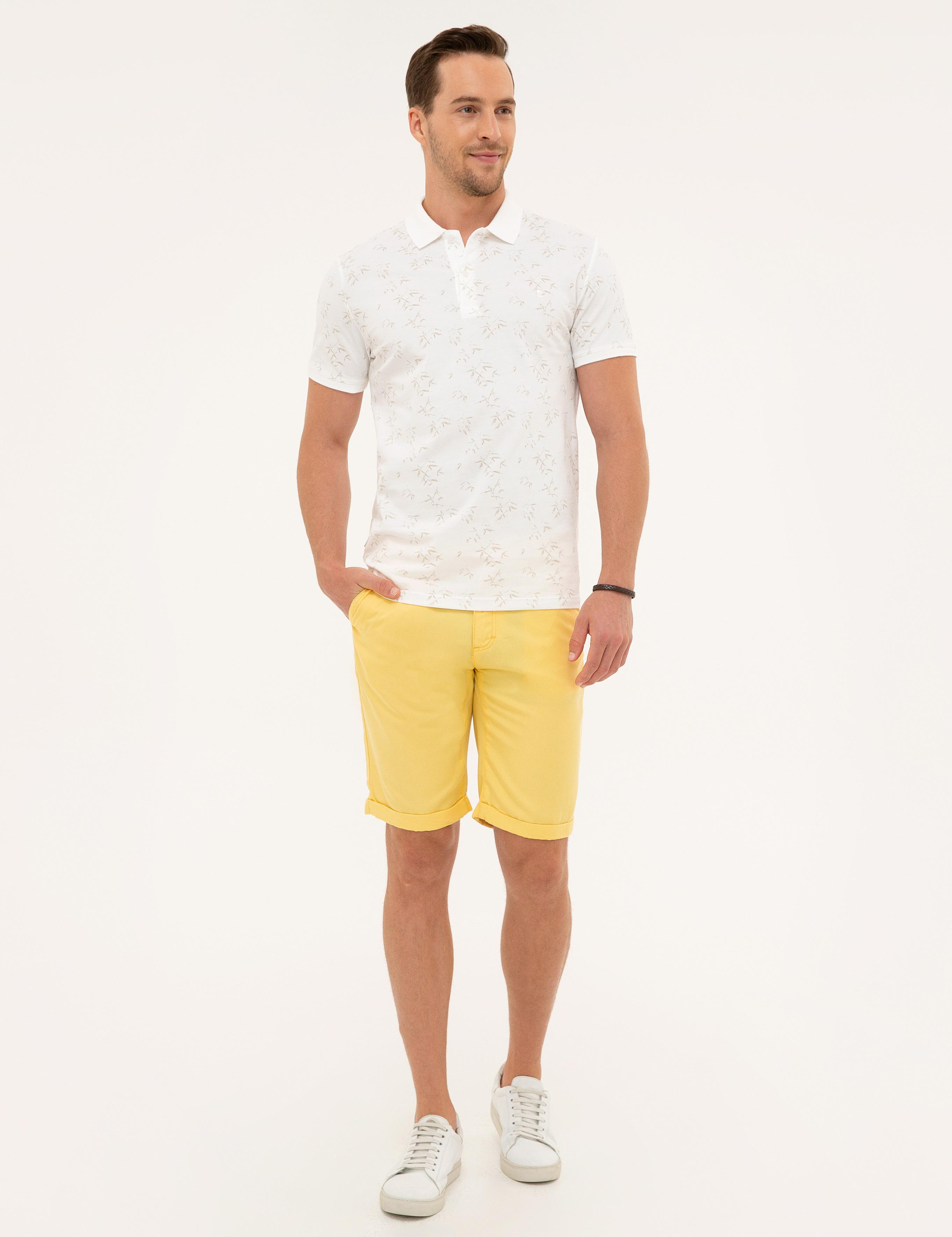 Sarı Standart Fit Bermuda Şort