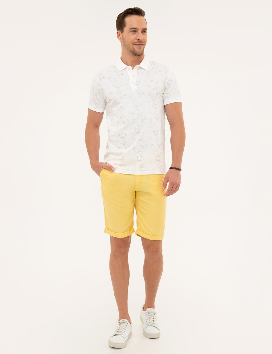 Sarı Standart Fit Bermuda Şort