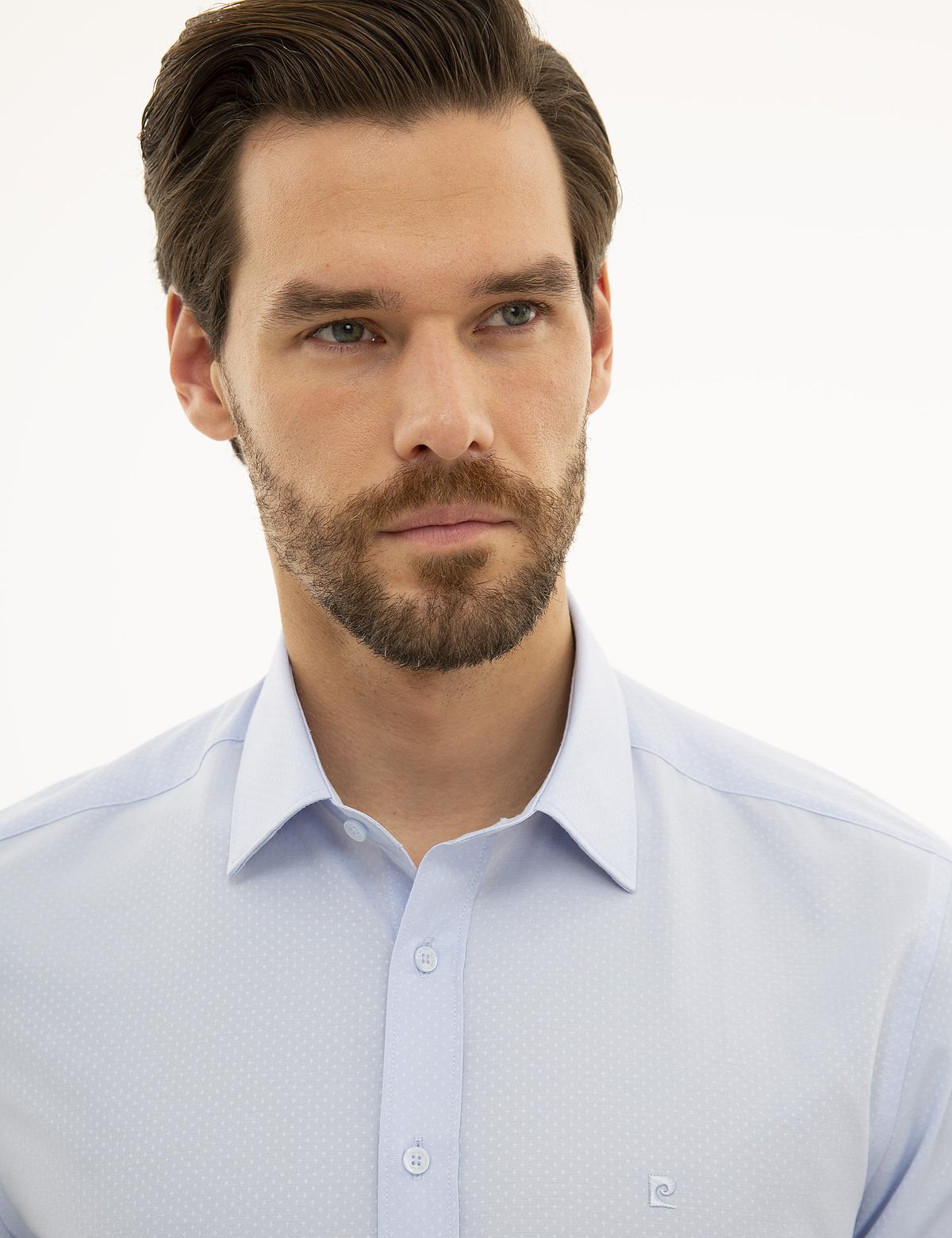 Açık Mavi Slim Fit Armürlü Gömlek - 50233532002