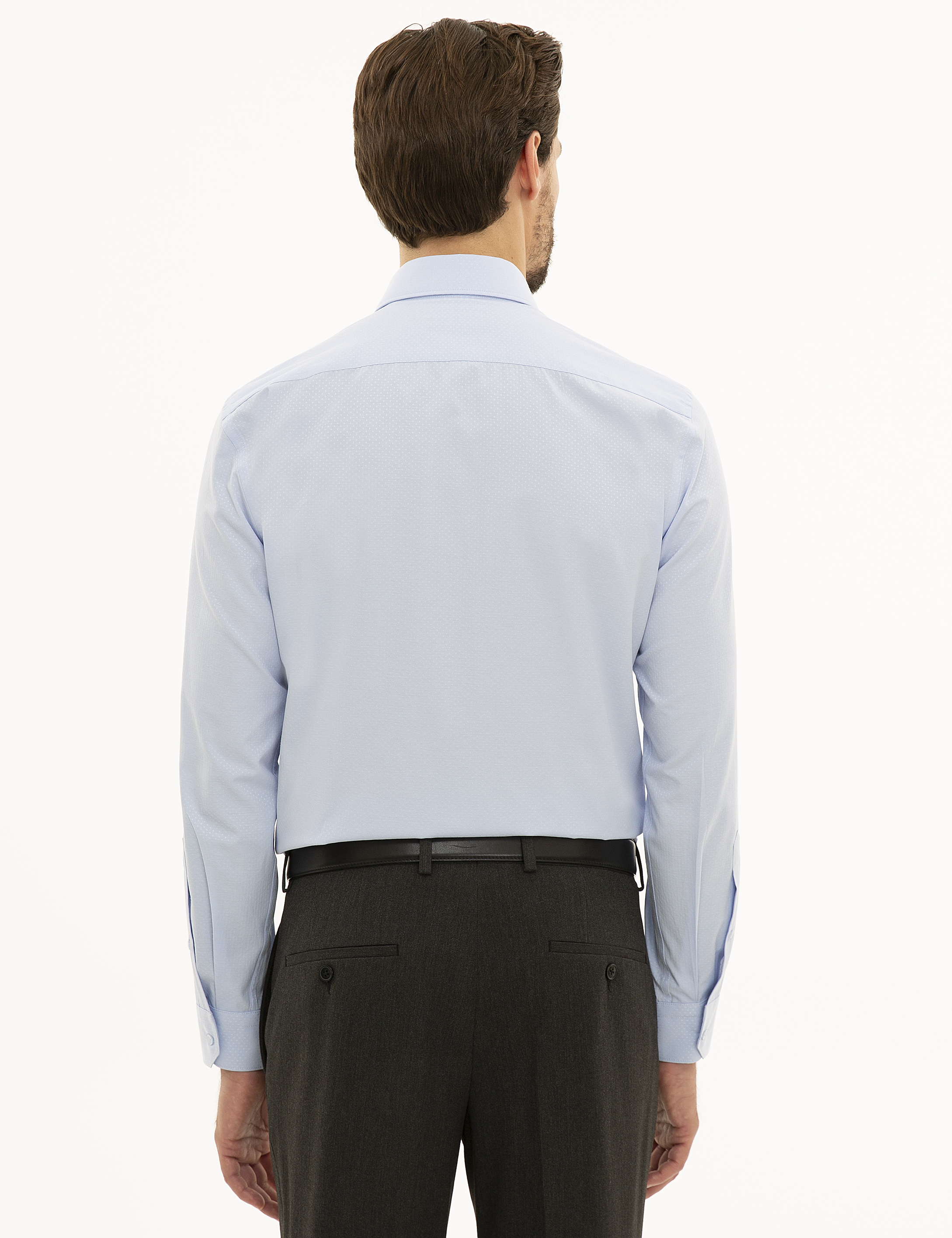 Açık Mavi Slim Fit Armürlü Gömlek