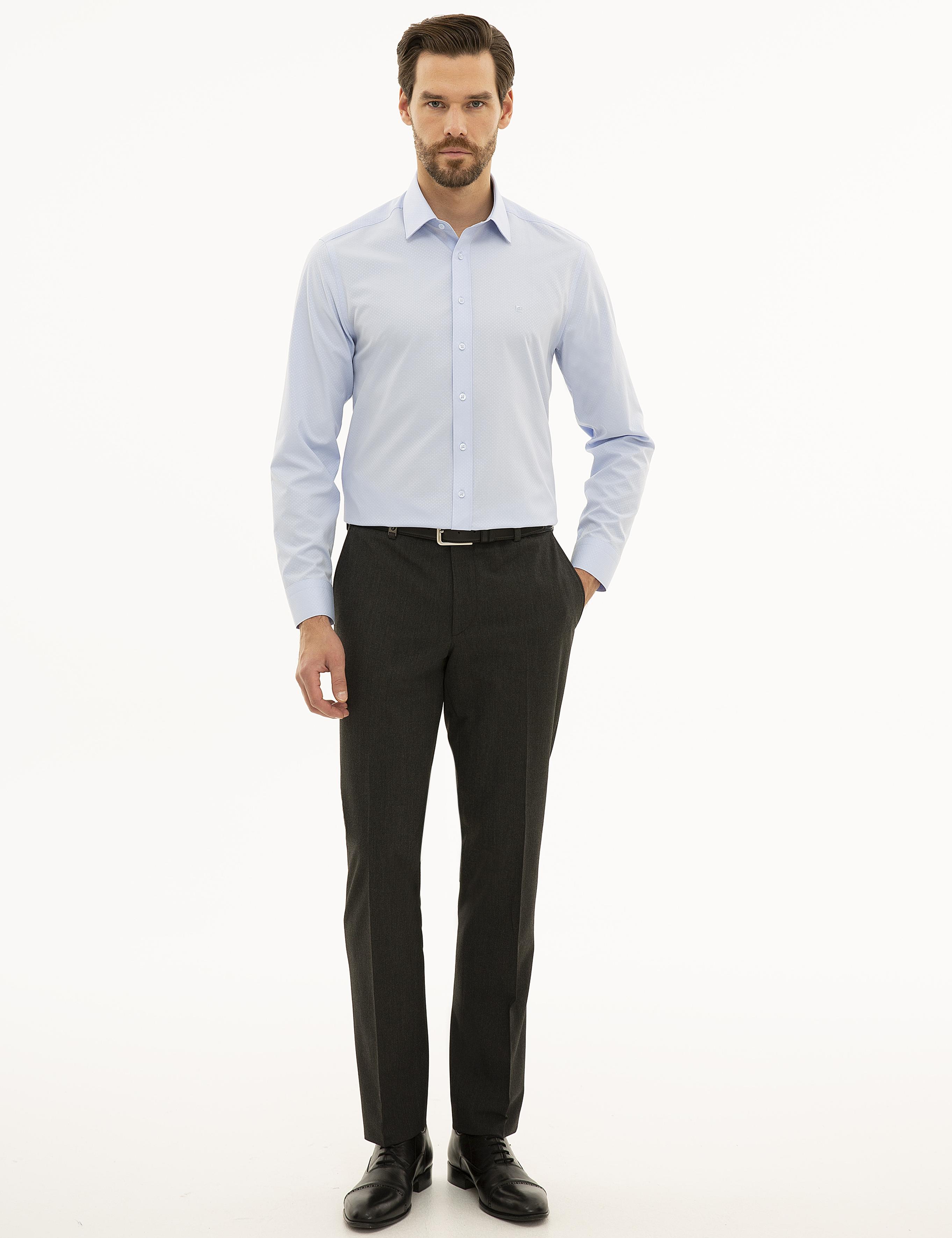 Açık Mavi Slim Fit Armürlü Gömlek