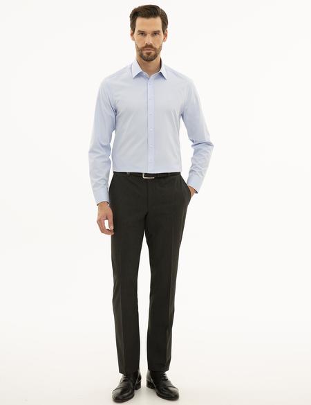 Açık Mavi Slim Fit Armürlü Gömlek - 50233532002