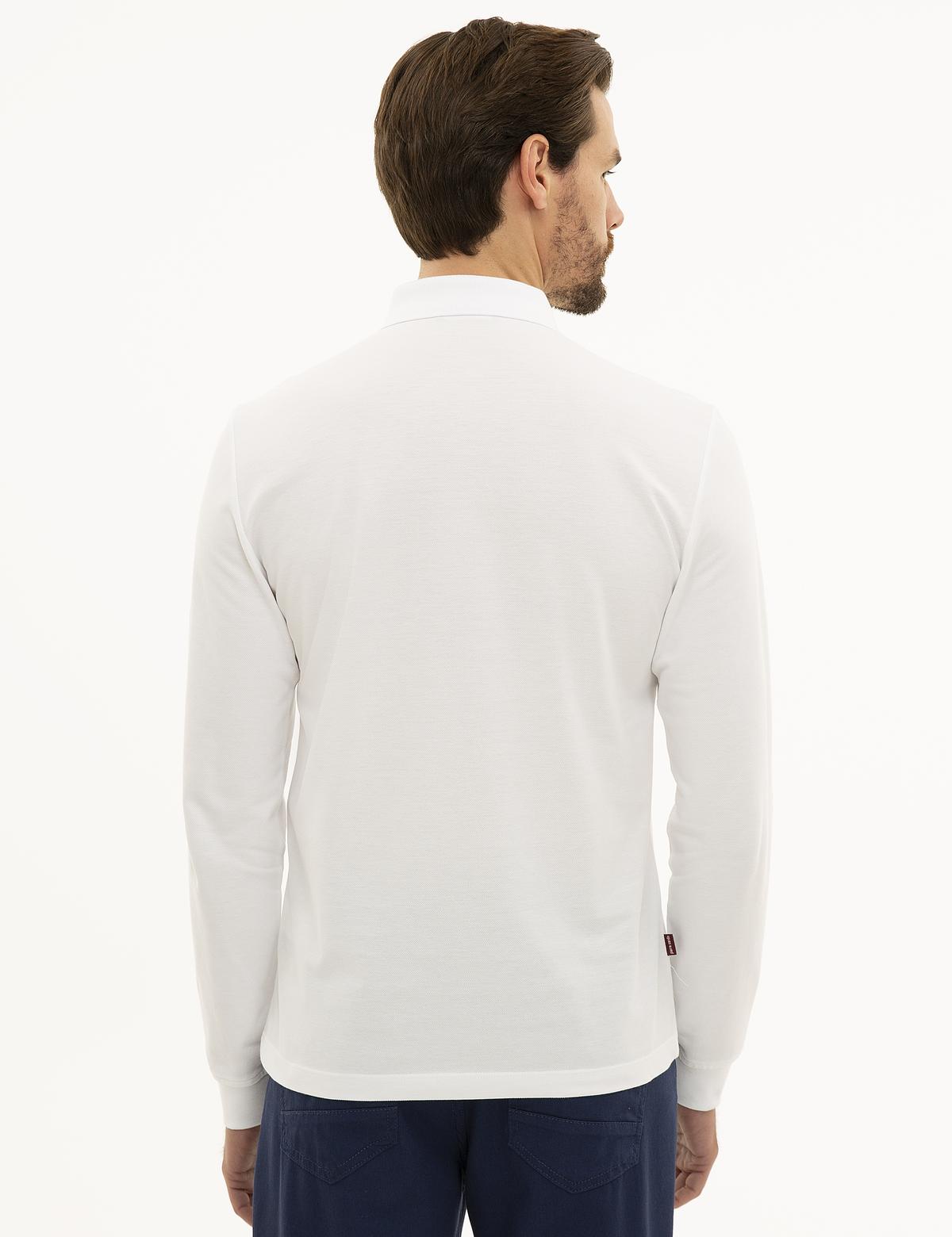 Beyaz Slim Fit Polo Yaka Sweatshirt - 50233280047