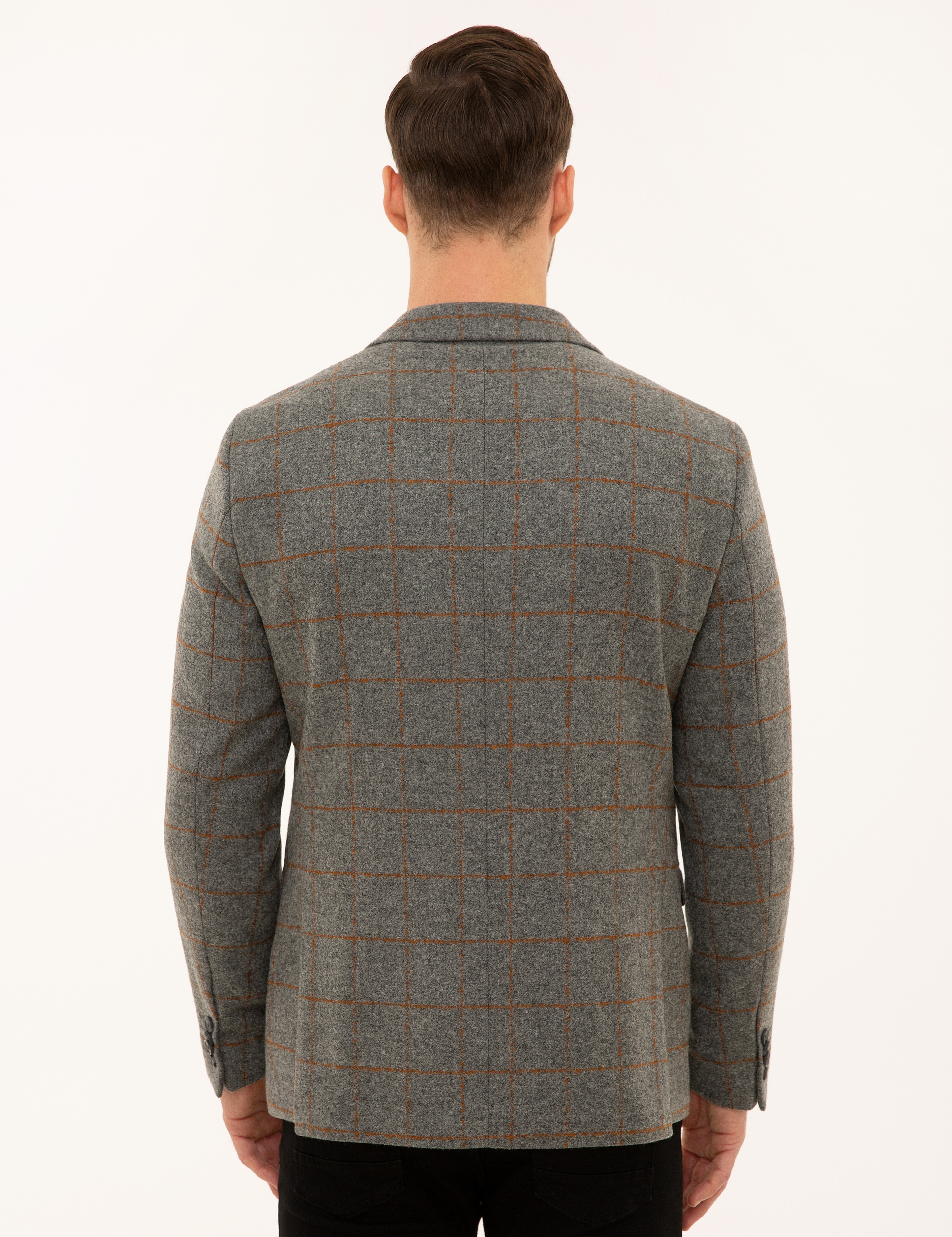 Ekose Füme Slim Fit Ceket - Image 4