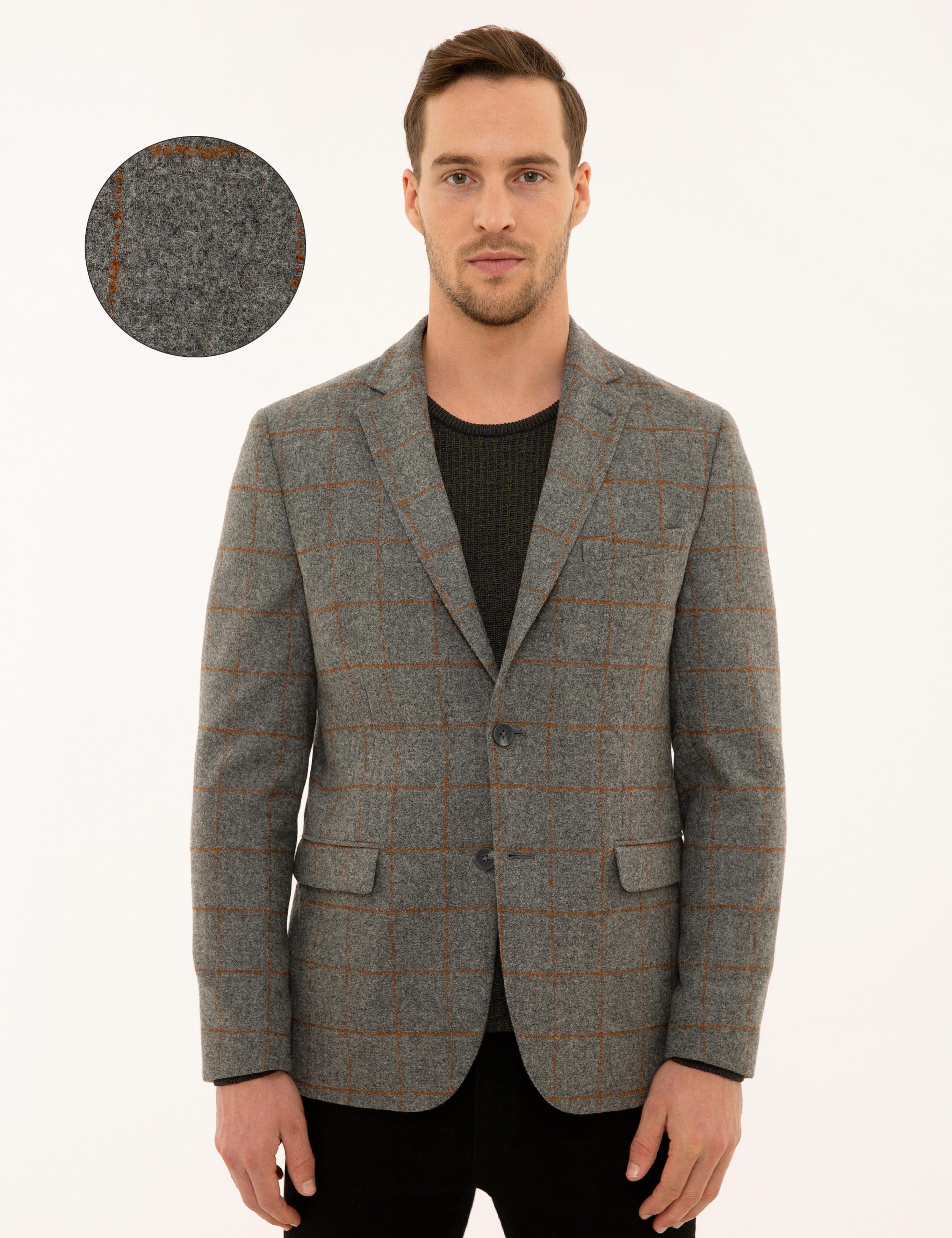 Ekose Füme Slim Fit Ceket