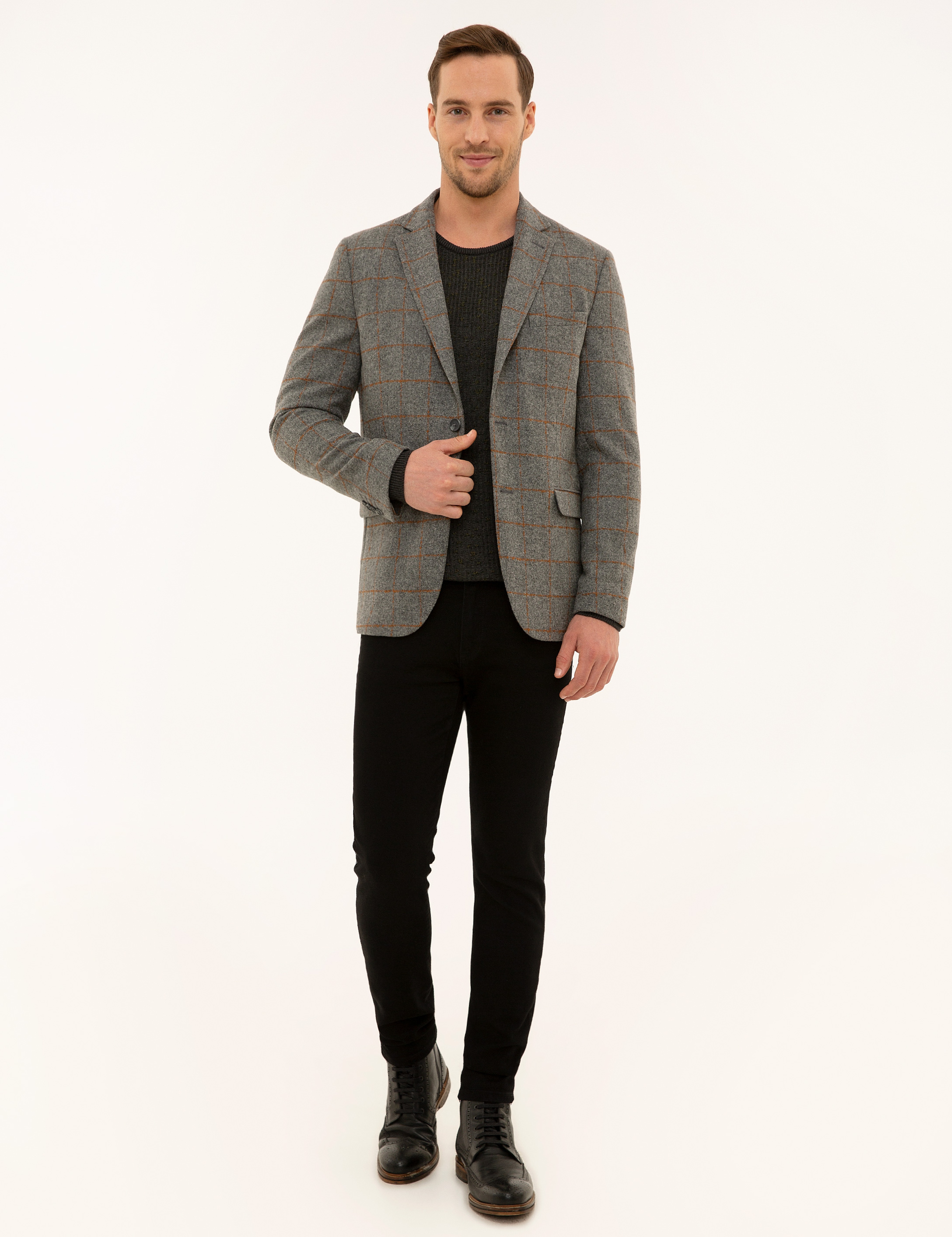 Ekose Füme Slim Fit Ceket - Image 5