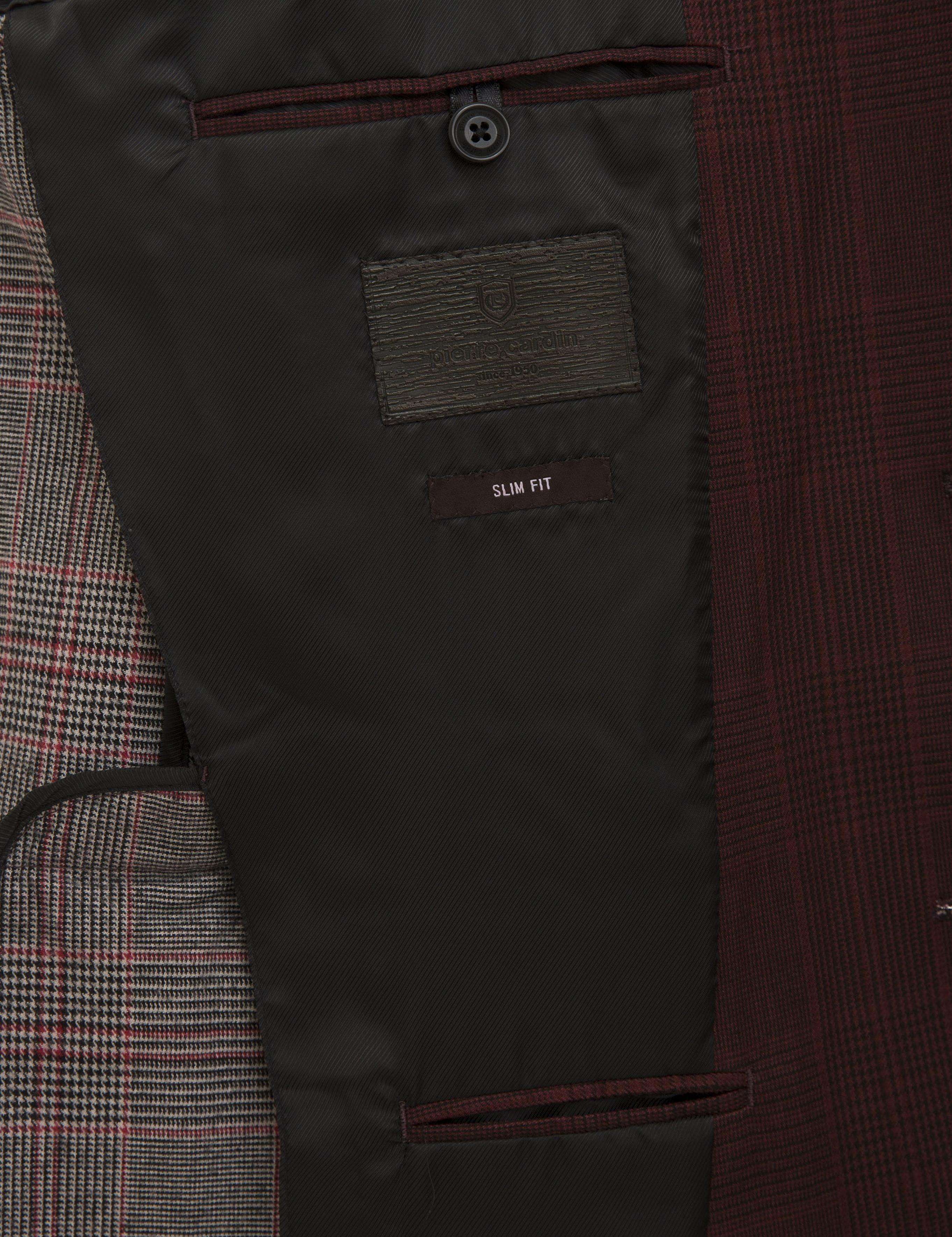 Ekose Bordo Slim Fit Ceket