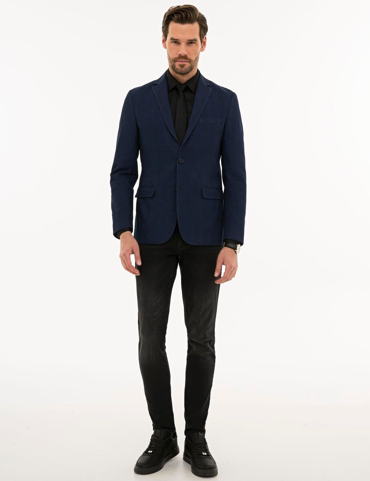 Koyu Mavi Slim Fit Ceket - 50225490038