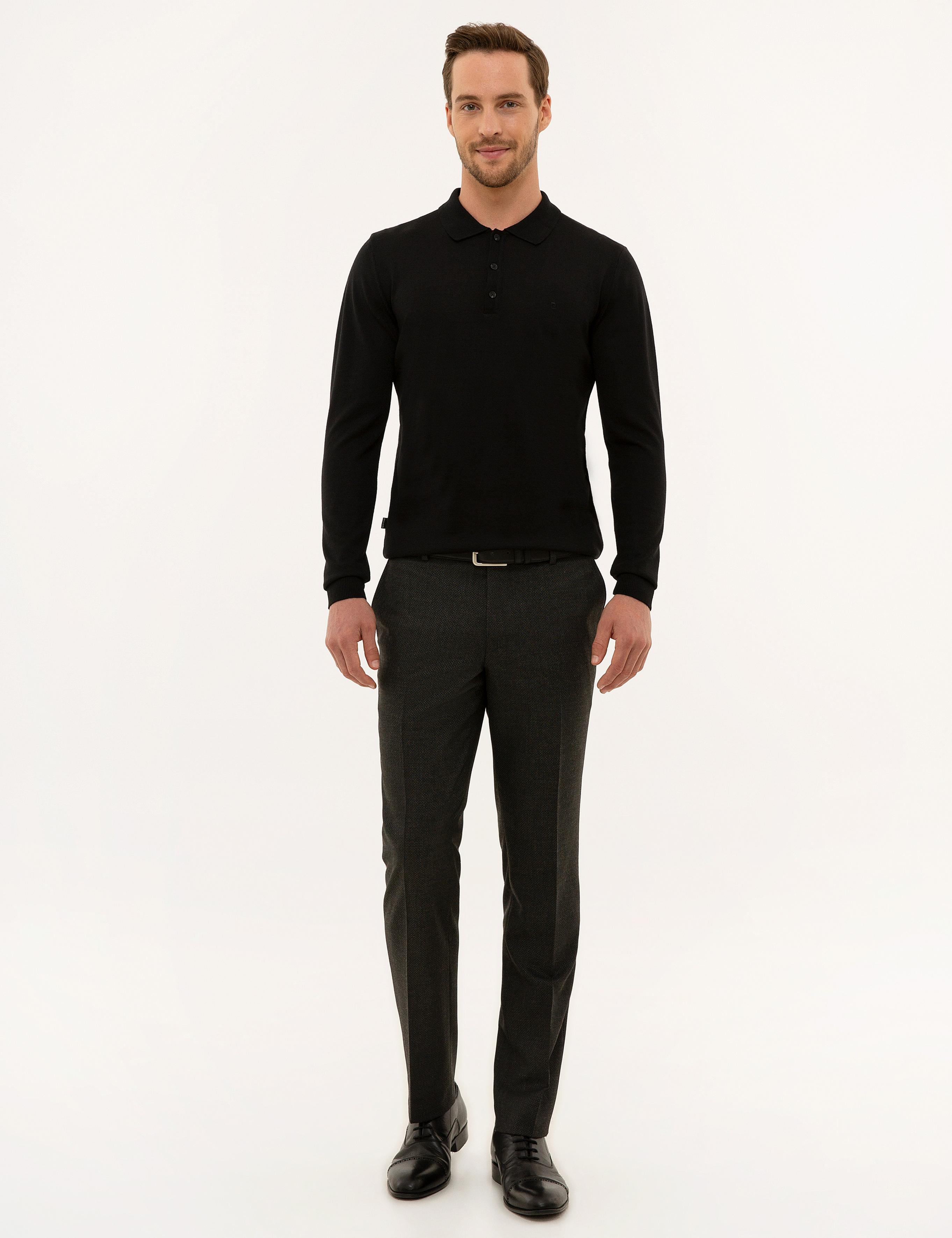 Siyah Slim Fit Basic Kazak